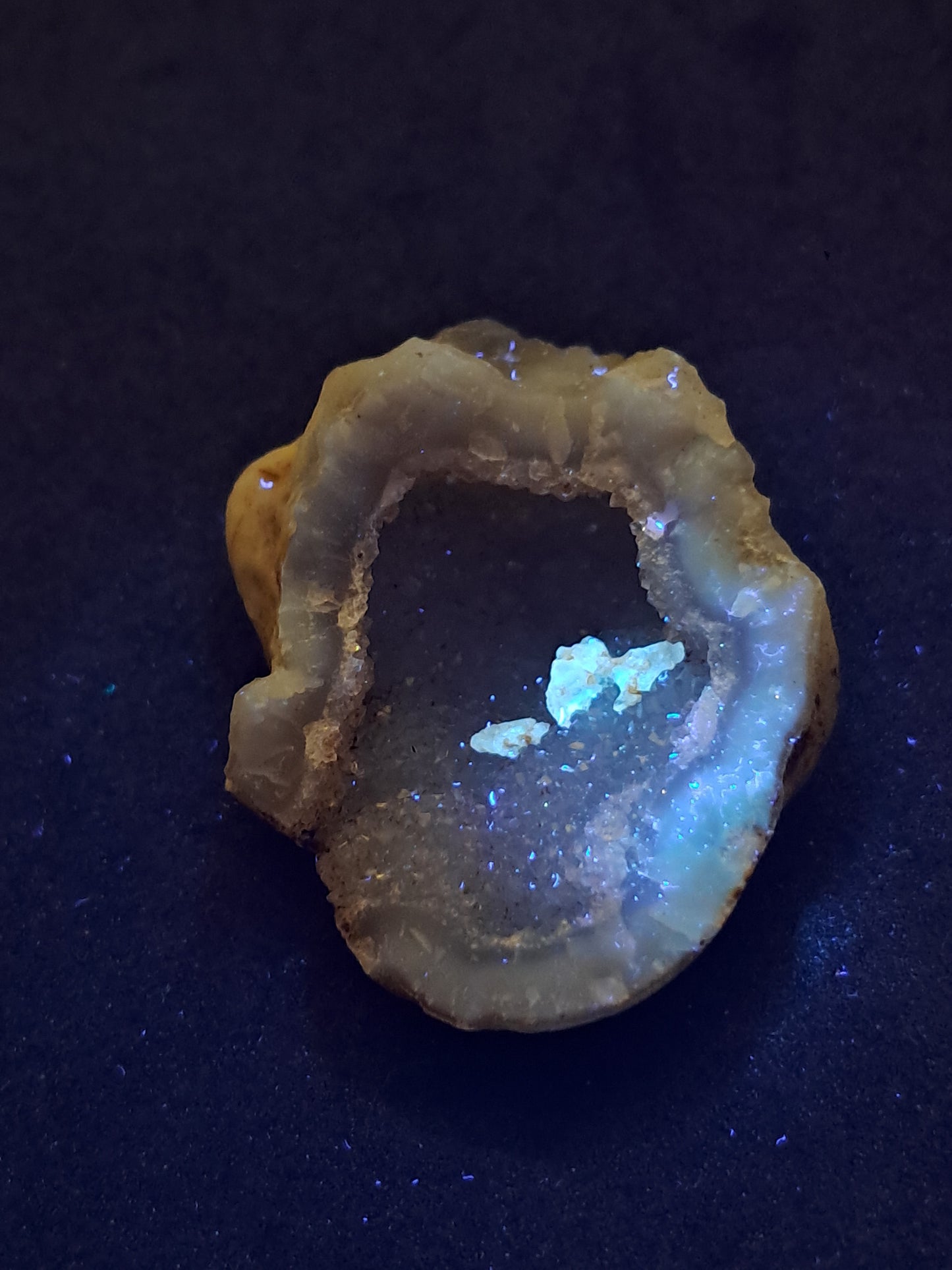 Quartz Geode w/ UV Reactive Calcites (Ajanta) Rough Stone | Natural Crystal #GD26