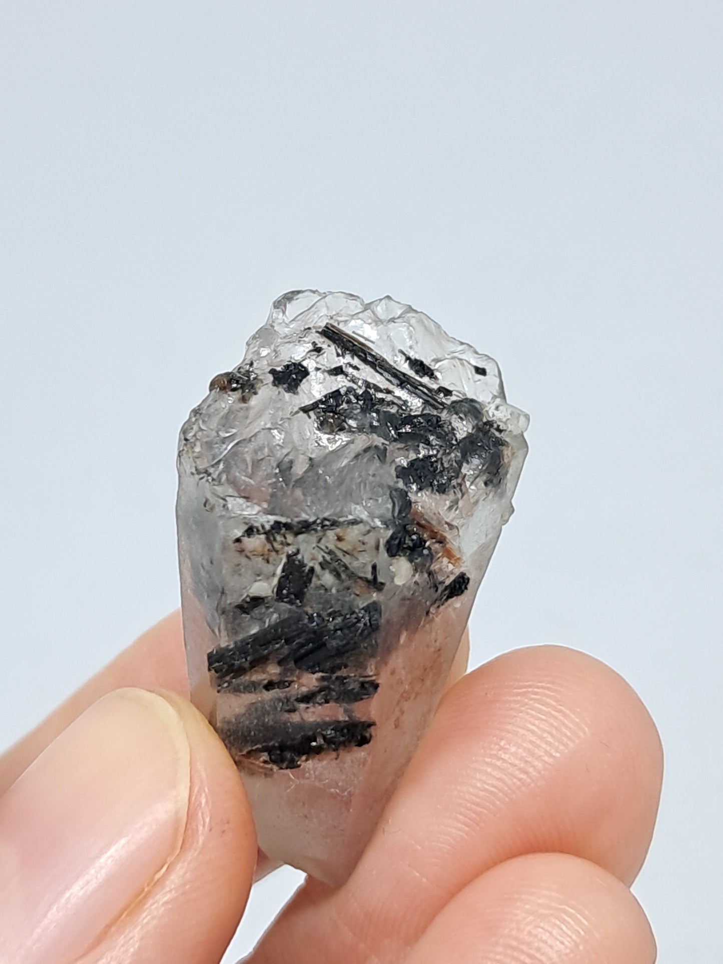 Tourmalinated Quartz natural crystal point (Non-precious natural stone) #TQ2