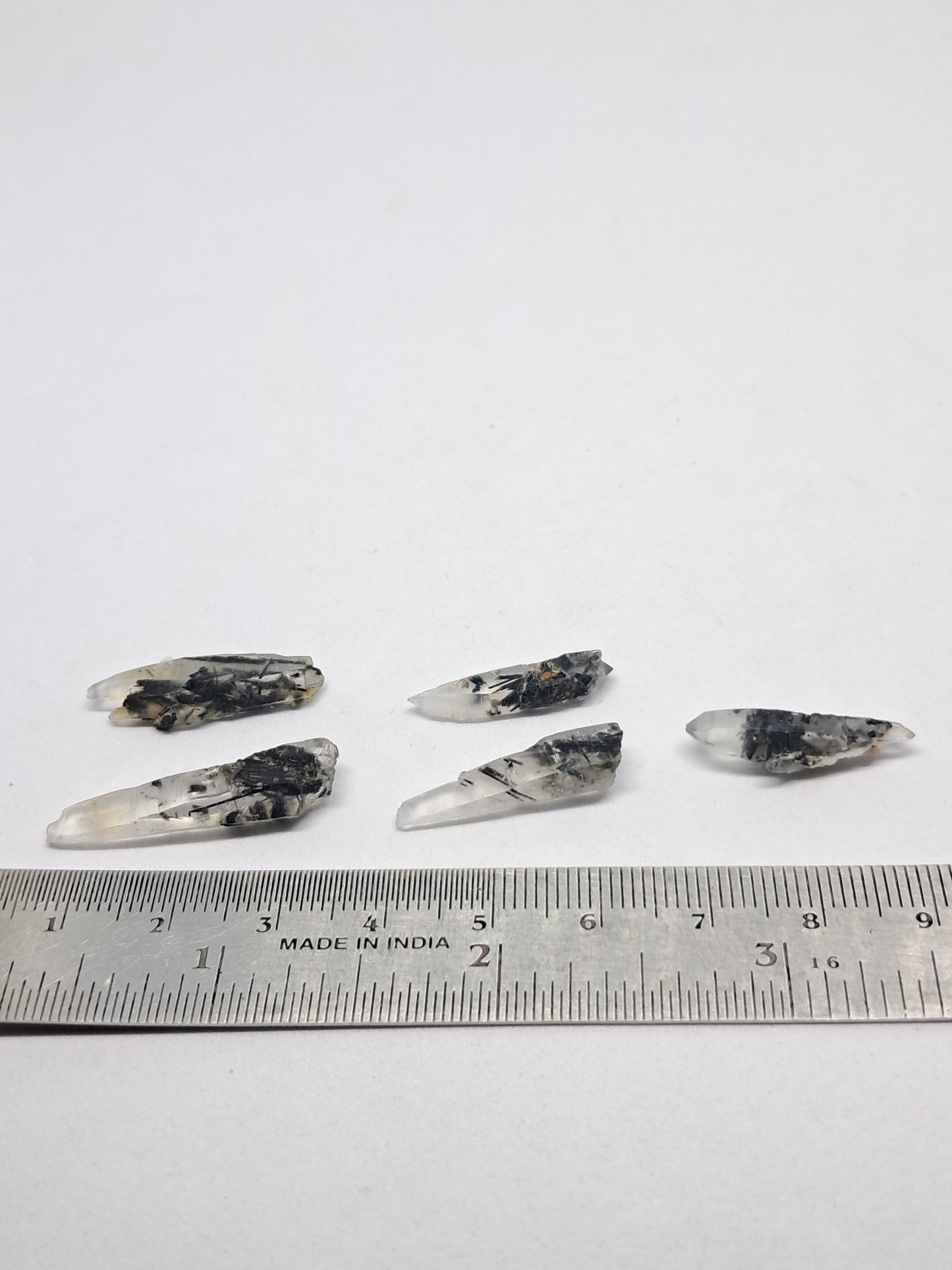 Set of 5 Tourmalinated Quartz - natural crystal points #TQ15