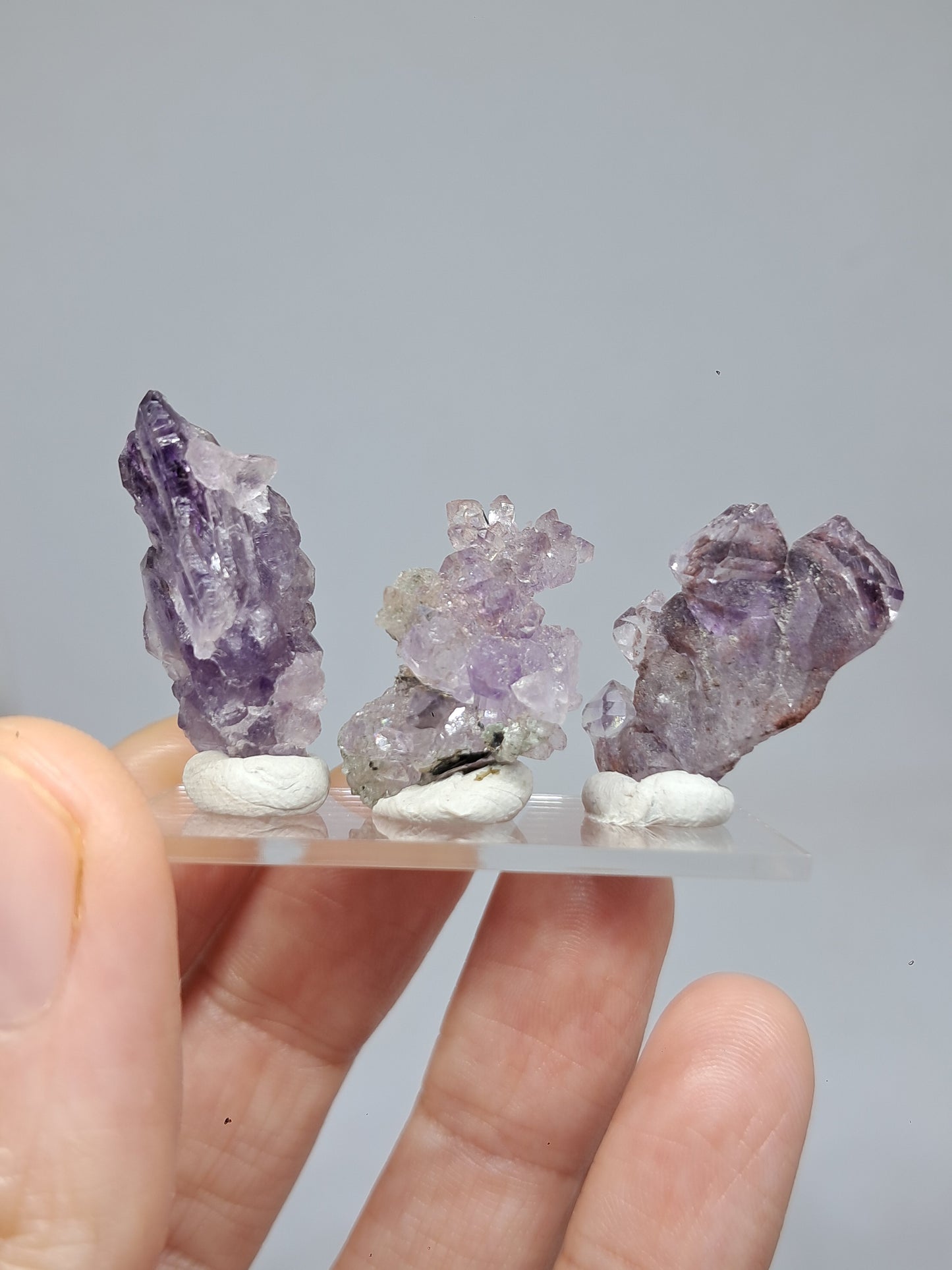 Set of 3 Amethyst from Karur | Natural Crystals | Mineral Specimen #KA171