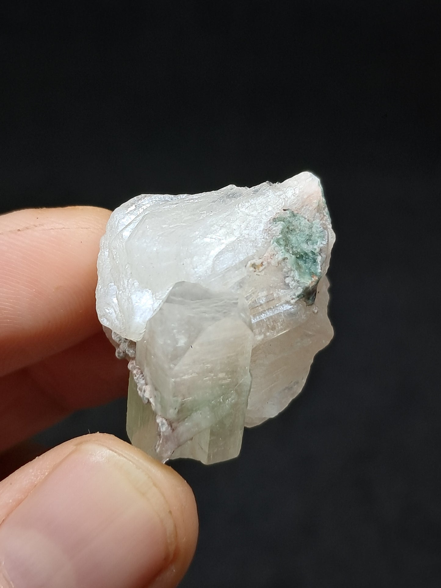 Green Apophyllite with Stilbite (Fluorapophyllite) (Ajanta) Natural Crystal | Mineral Specimen #GA38
