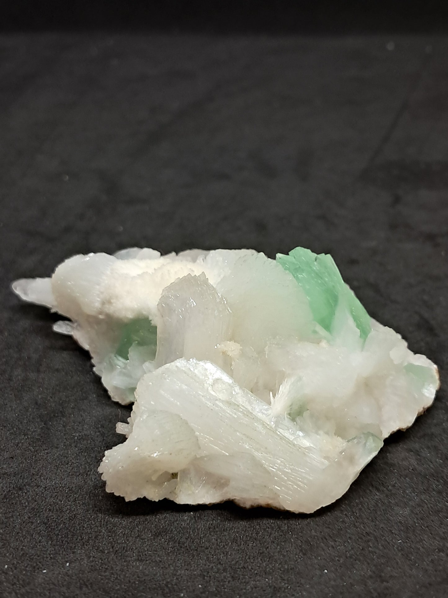 Green Apophyllite (Fluorapophyllite) and Mordenite on Stilbite #GA9