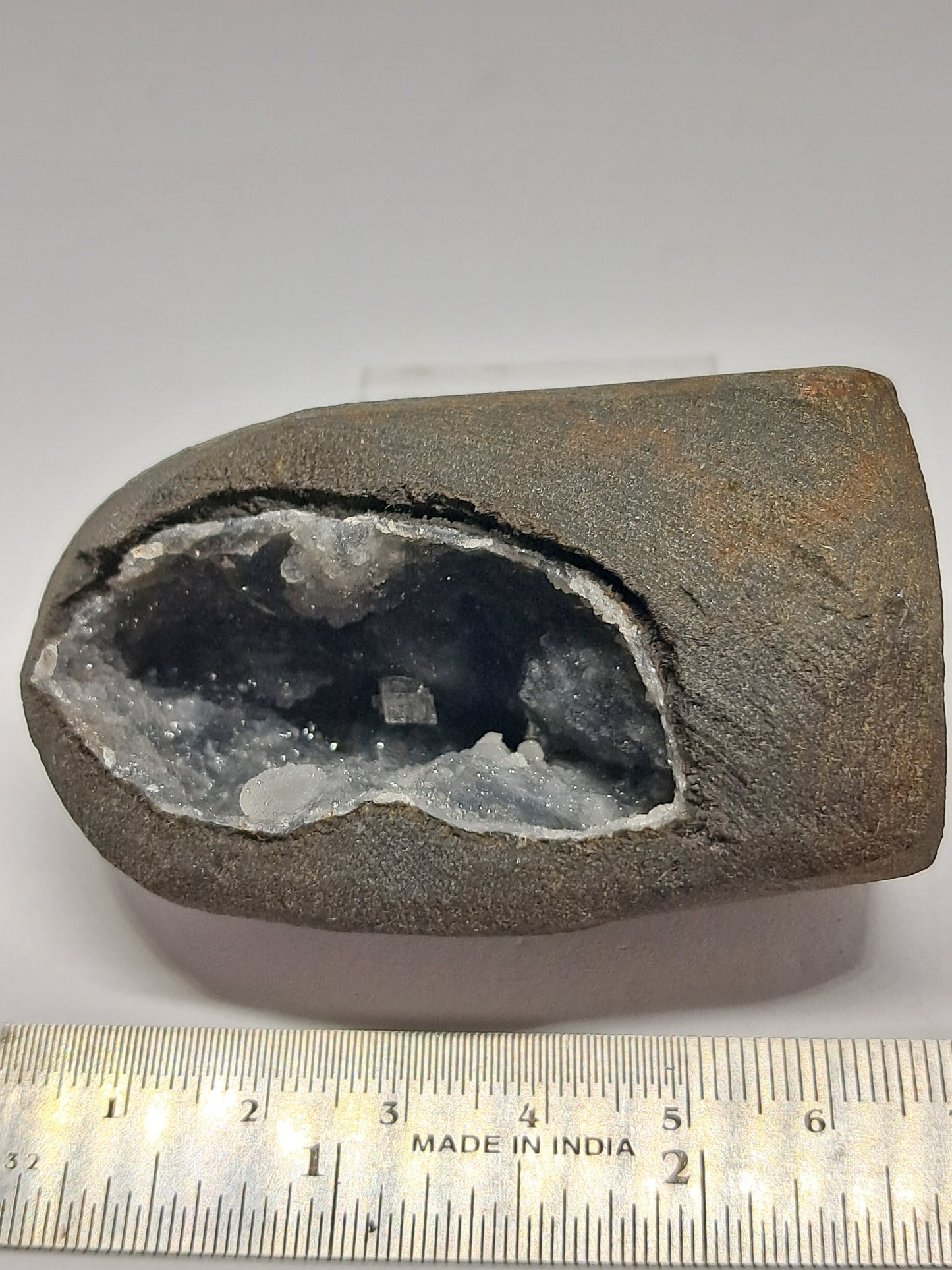 Black Chalcedony with Chabazite in Basalt Geode #BC8