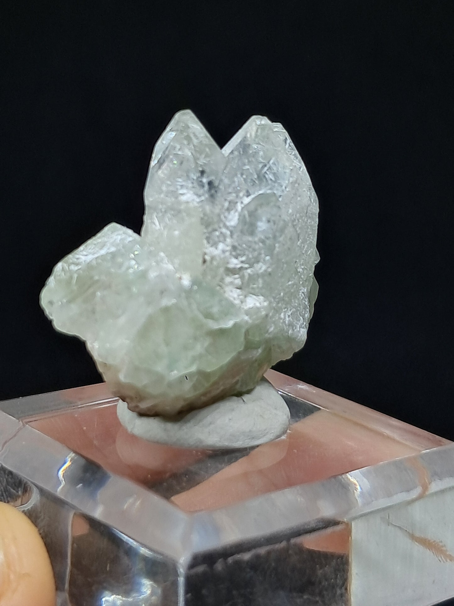 Green Apophyllite Crystal w/ Okenite (Ajanta) Natural Point | Mineral Specimen #AP64