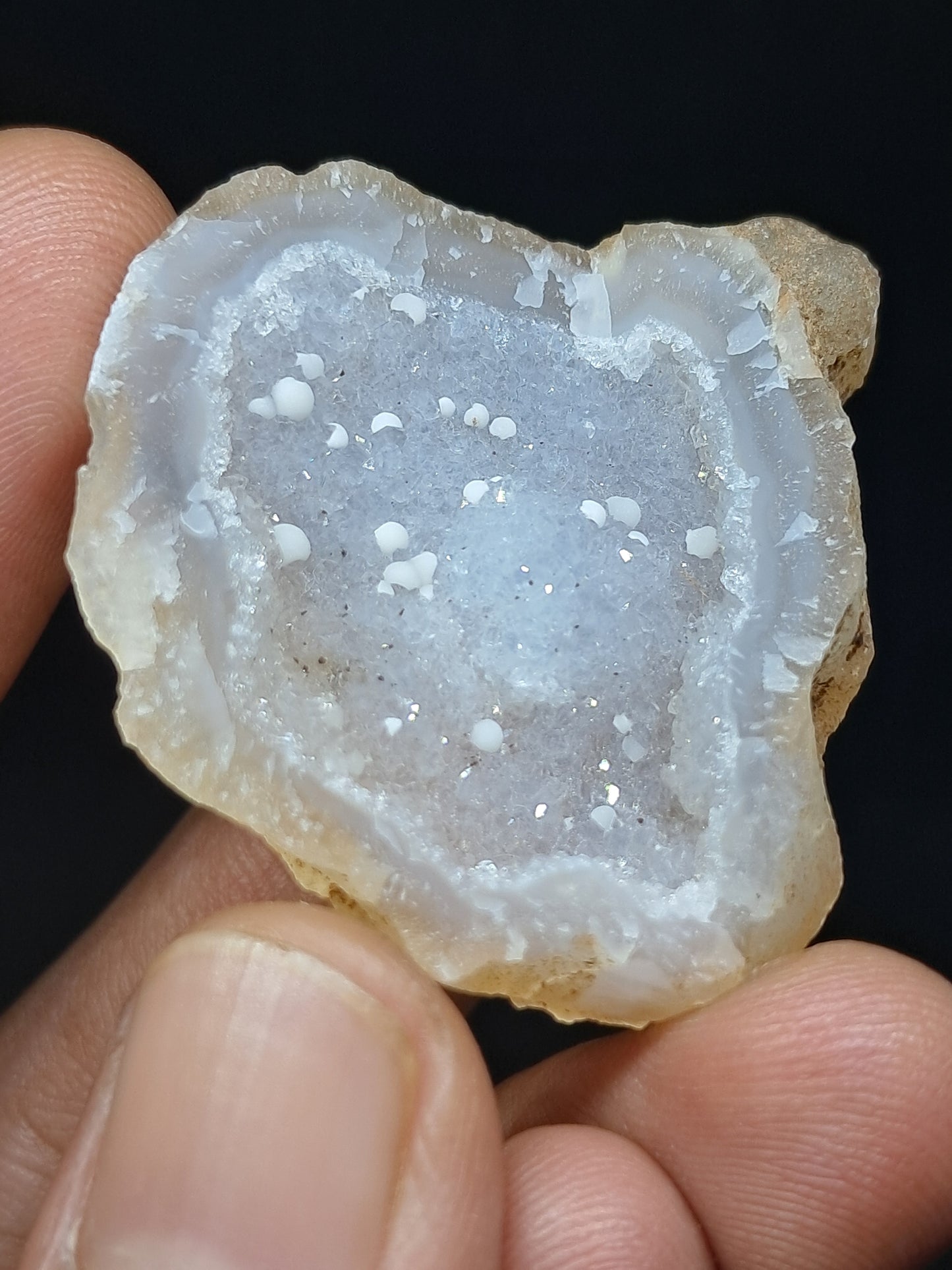 Quartz Geode w/ White Fluorite Balls (Ajanta) Rough Stone | Natural Crystal #GD25
