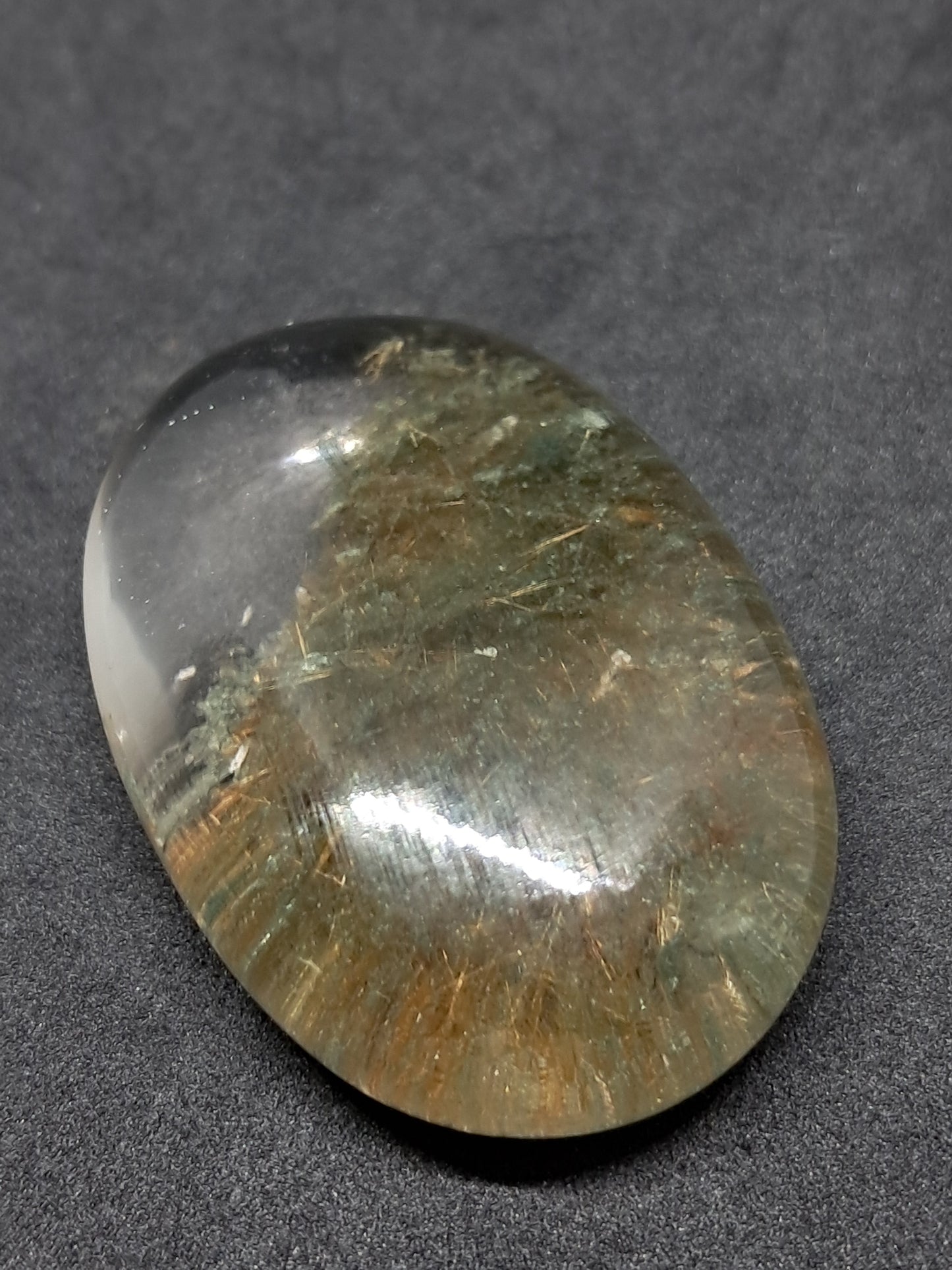 Smokey Rutile and Chlorite Quartz Palmstone #PQ4