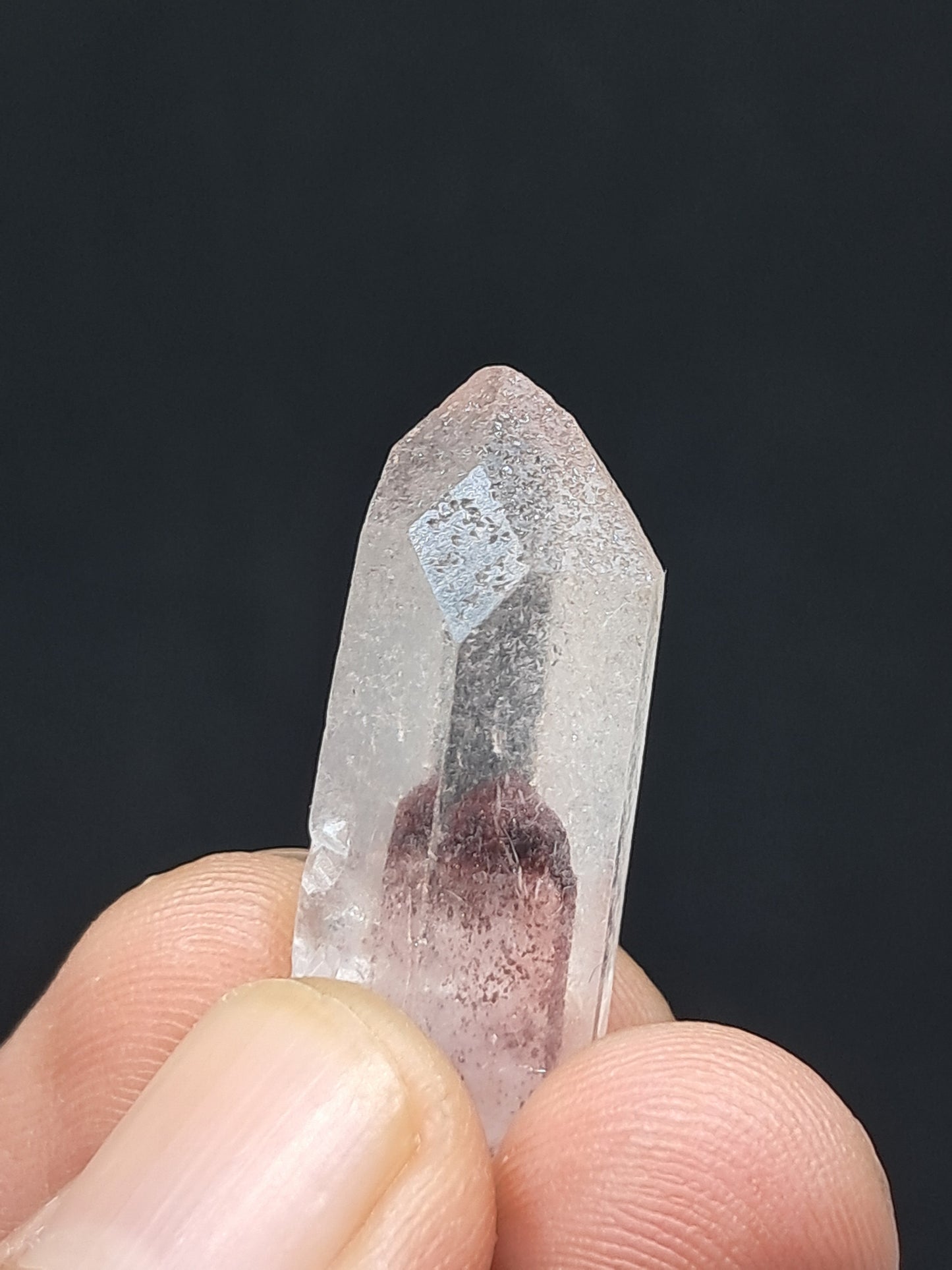 Cuarzo fantasma hematita (Telangana) | Cristal natural | Ejemplar mineral | Enlace del pasado | Diamante "Ventana" #HPQ49