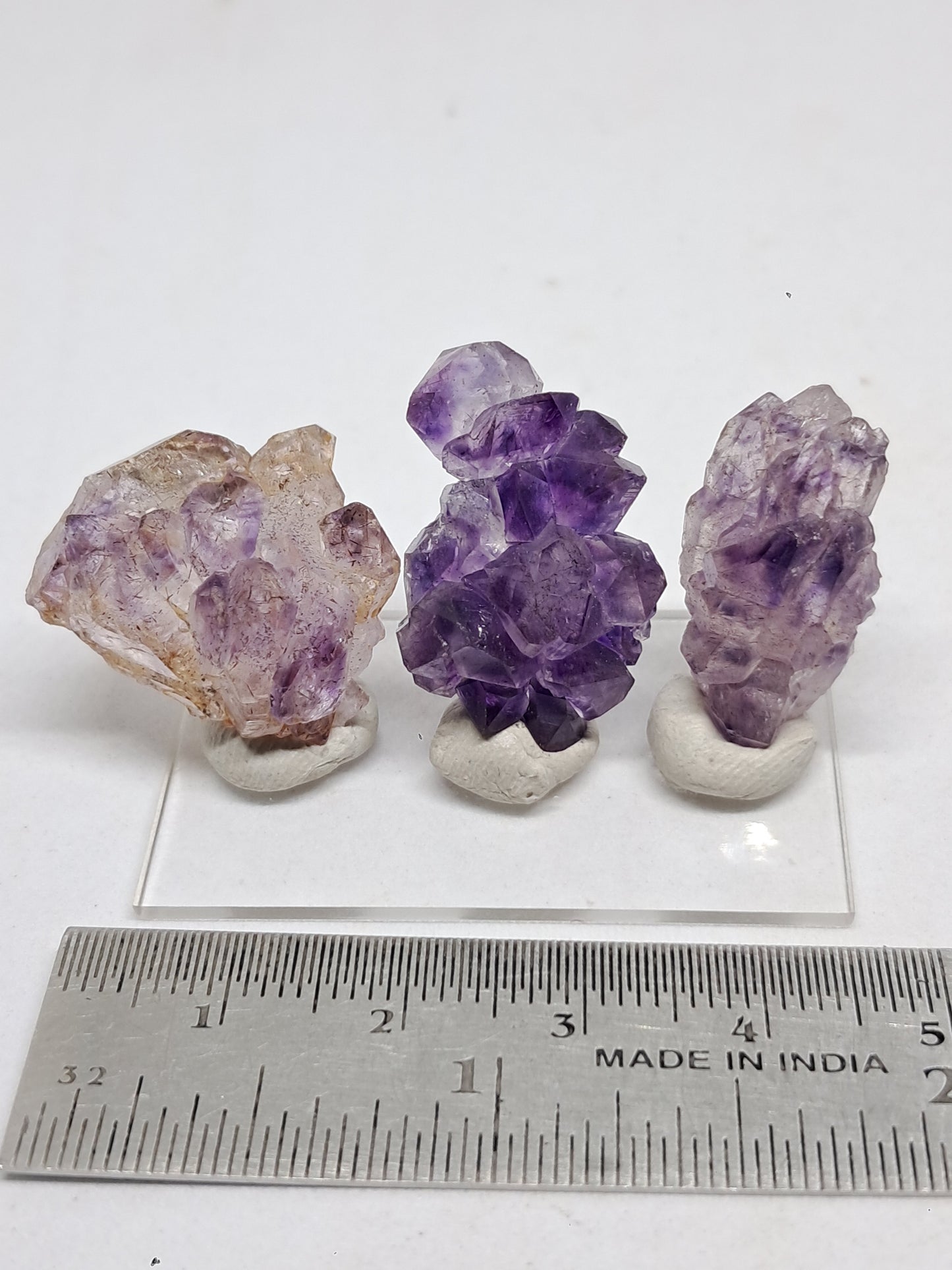 Set of 3 Elestial Amethyst from Karur w/ "Super Seven" Inclusions | Natural Crystals | Mineral Specimen #KA168