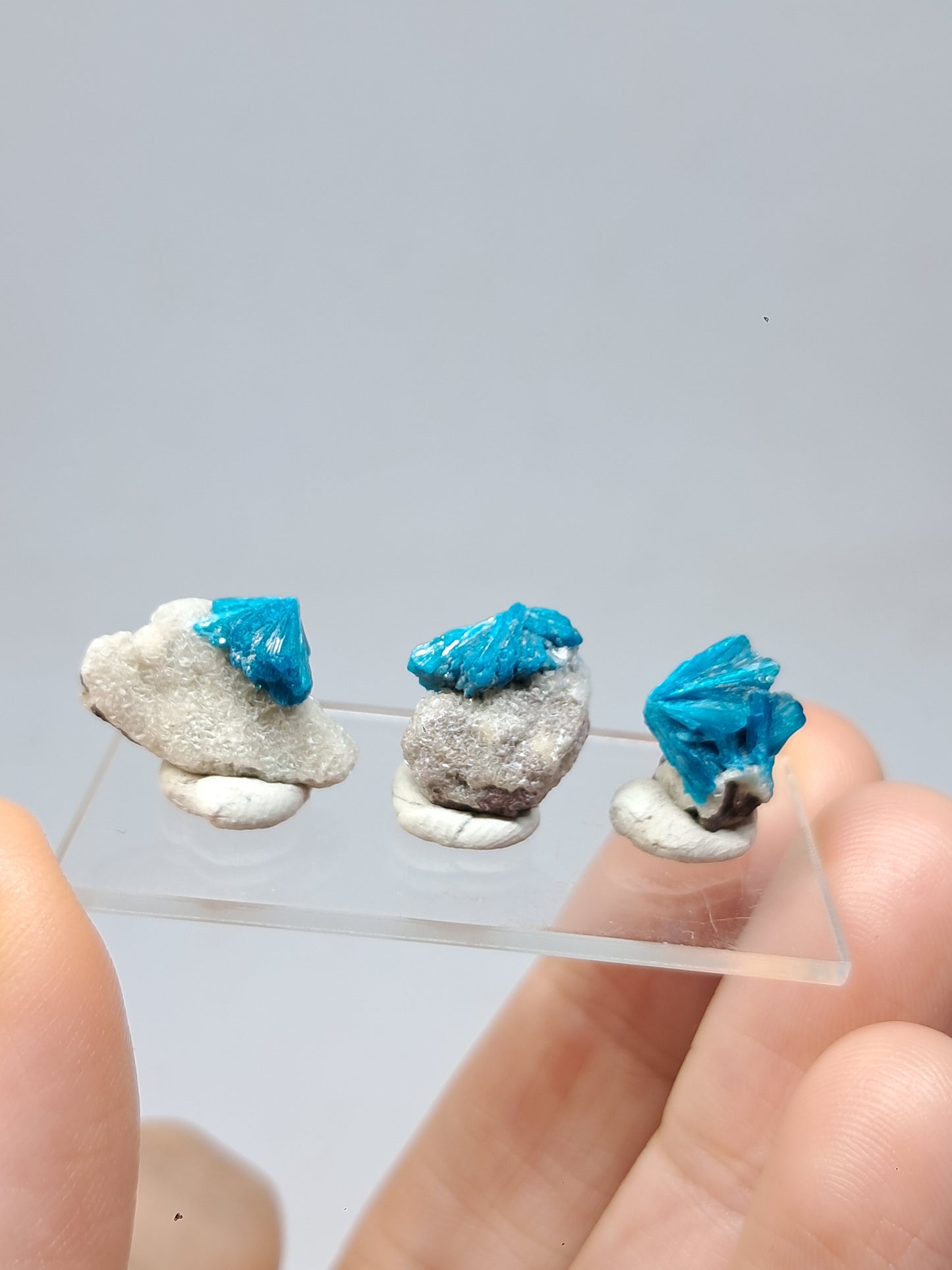 Set of 3 Small Cavansites on Heulandite Matrix (Wagholi) Rough Stone | Natural Crystal | Rare Mineral Specimen #CV37