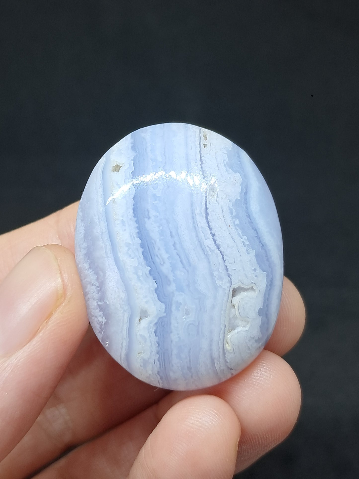 Blue Lace Agate Palmstone | Polished Natural Stone | Good Quality