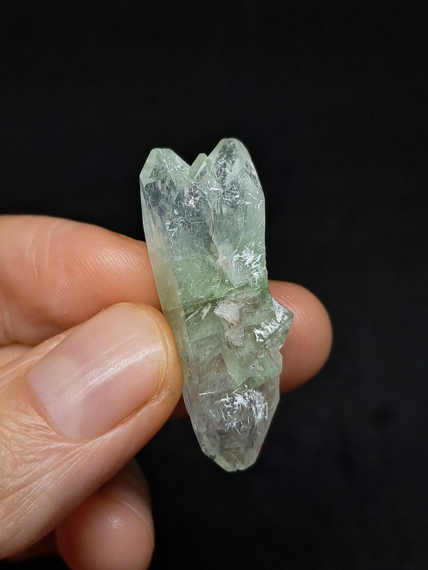 Green Apophyllite Biterminated Point w/ Okenite (Ajanta) Natural Crystal | Mineral Specimen #AP60
