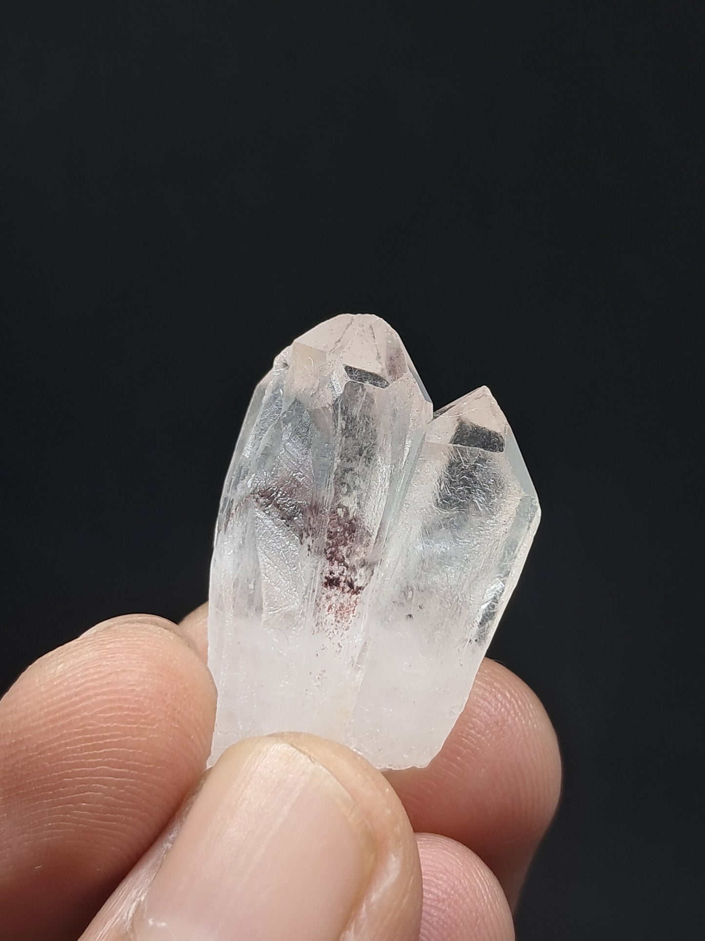 Cuarzo fantasma hematita (Telangana) Cristal natural | Ejemplar mineral | Puntas gemelas #HPQ29