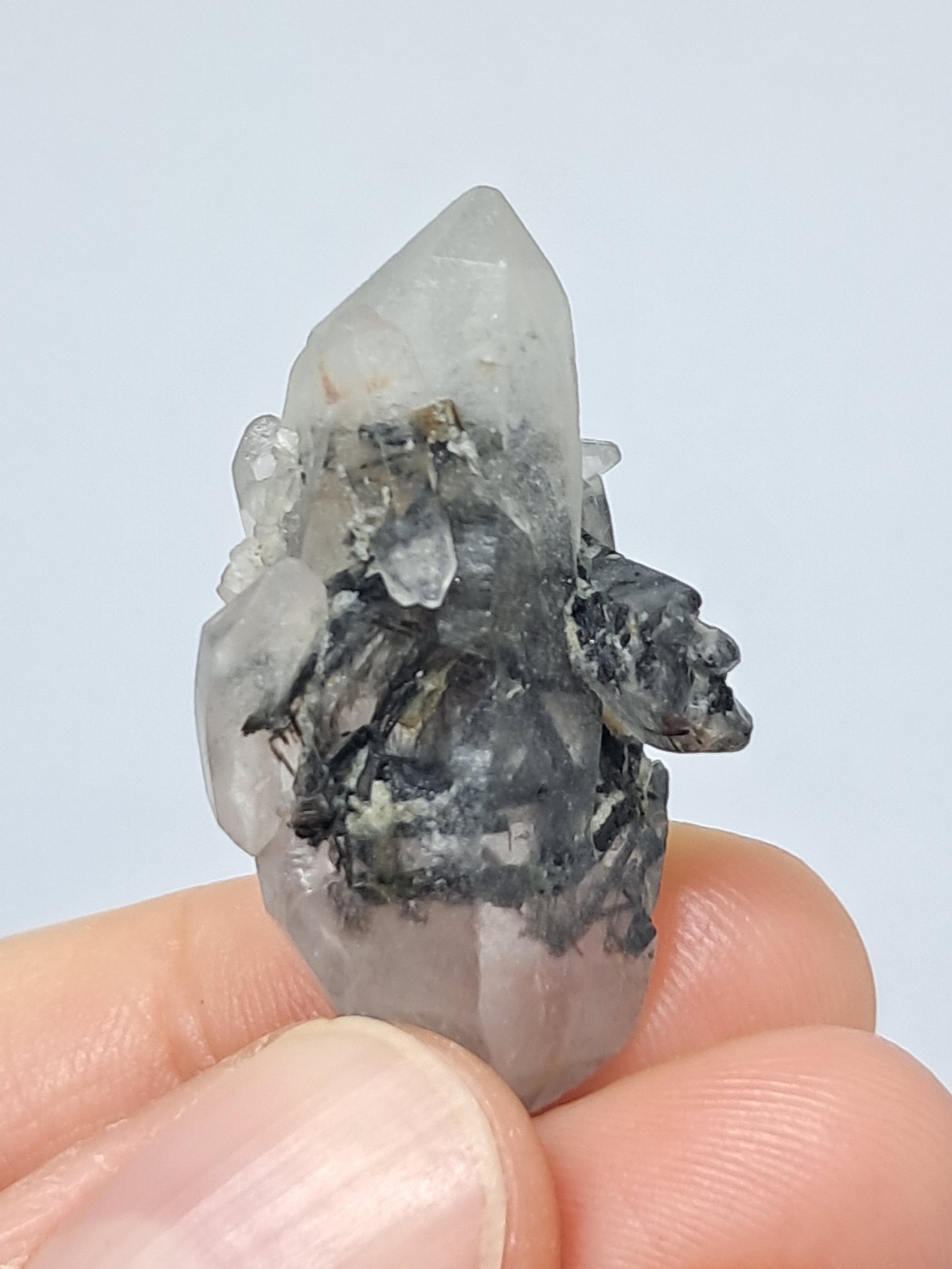 Tourmalinated Quartz natural crystal point (Non-precious natural stone) #TQ6