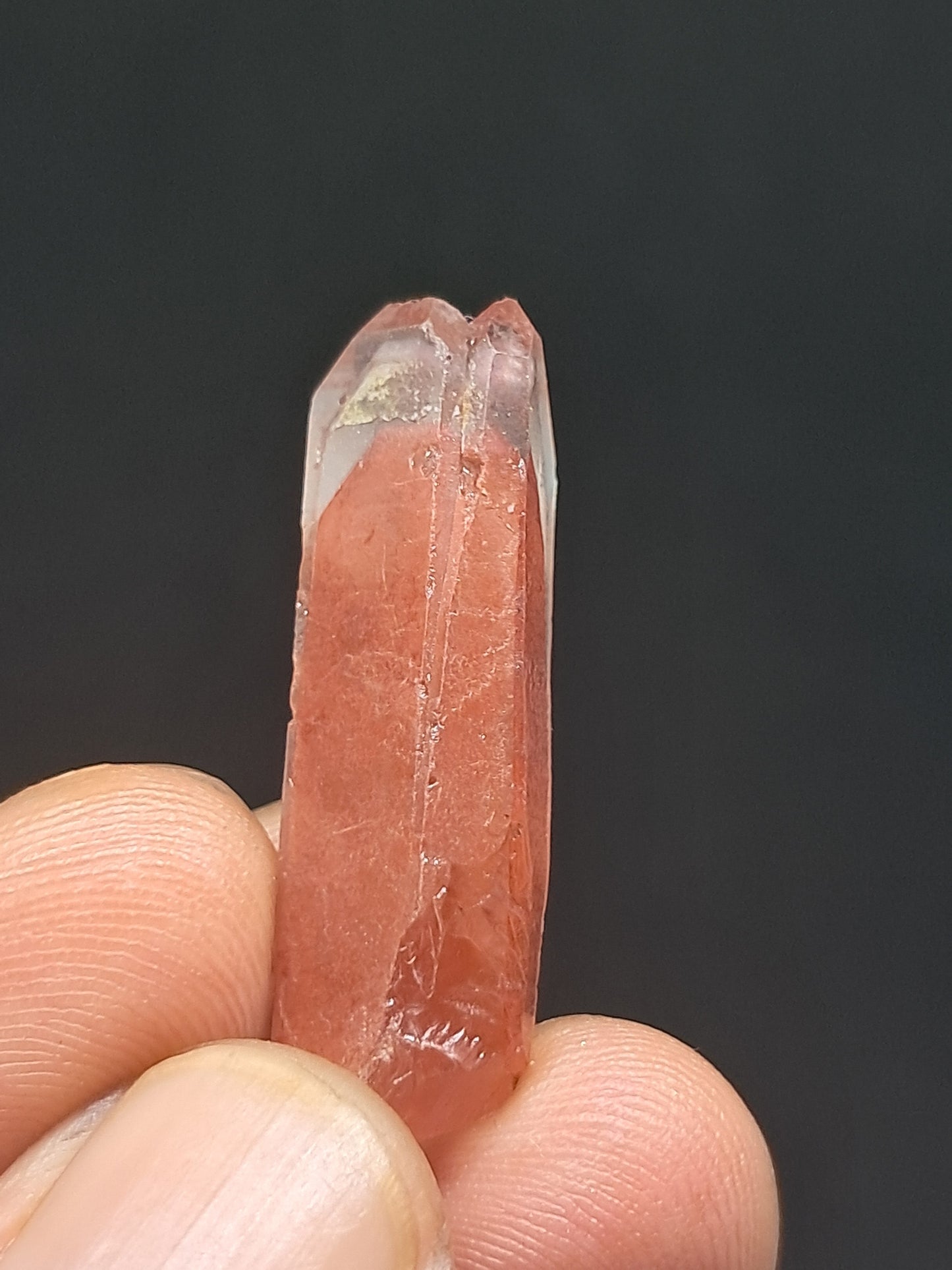 Cuarzo fantasma hematita (Telangana) rojo saturado | Cristal natural | Puntas fundidas | Ejemplar mineral n.° HPQ40