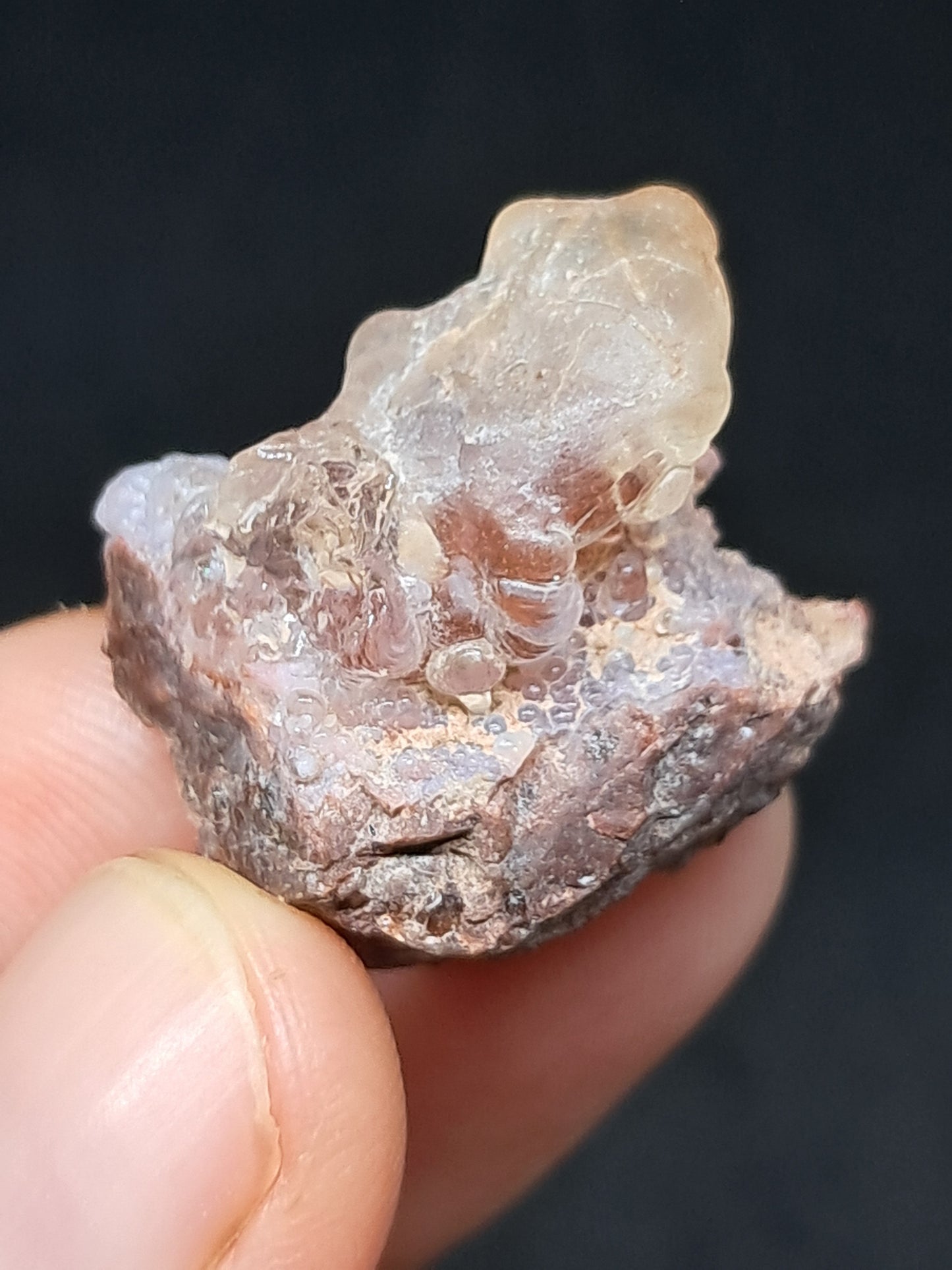 Ópalo hialita en matriz (México), piedra cristalina en bruto | Ejemplar mineral n.° OH3
