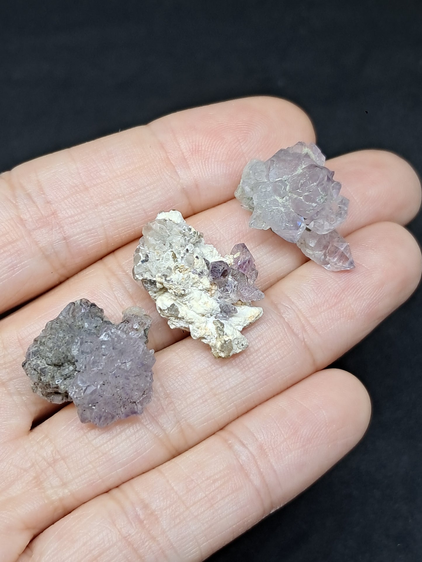 Set of 3 Amethyst from Karur | Natural Crystals | Mineral Specimen | Flower Scepter Herkimer Formation #KA166