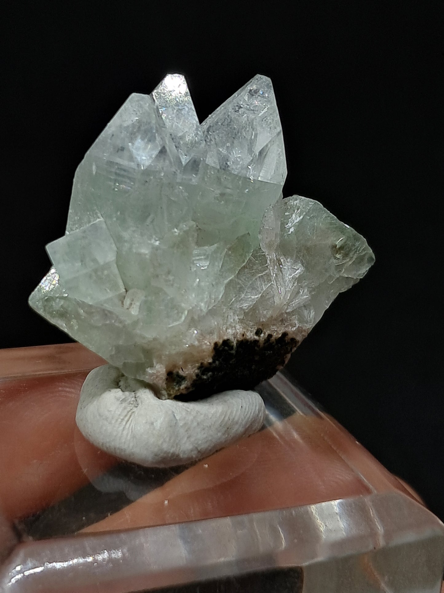 Green Apophyllite Crystal w/ Okenite (Ajanta) Natural Point | Mineral Specimen #AP64