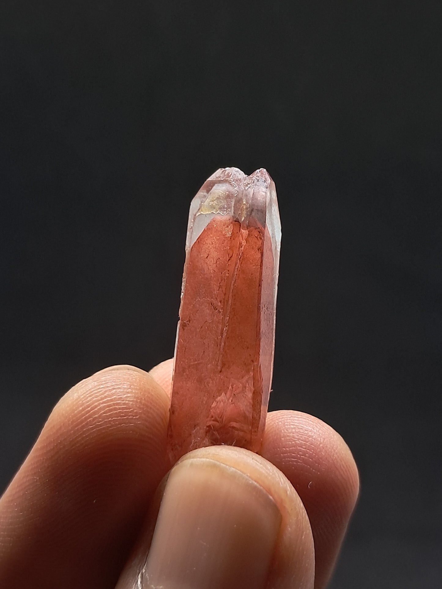 Cuarzo fantasma hematita (Telangana) rojo saturado | Cristal natural | Puntas fundidas | Ejemplar mineral n.° HPQ40