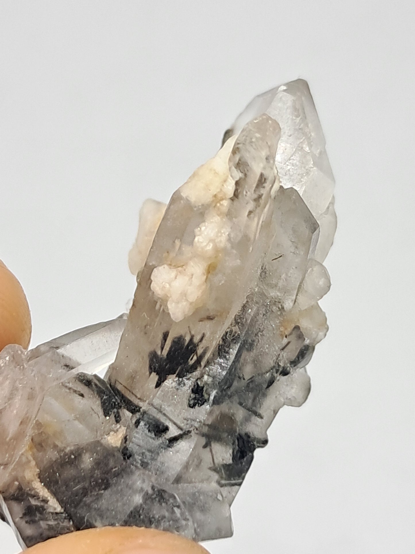 Tourmalinated Quartz with Mica and Feldespar inclusions (natural crystal point) #TQ14