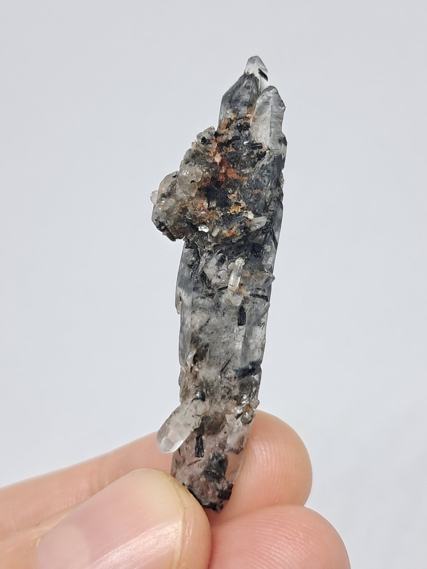 Tourmalinated Quartz natural crystal point (Non-precious natural stone) #TQ19