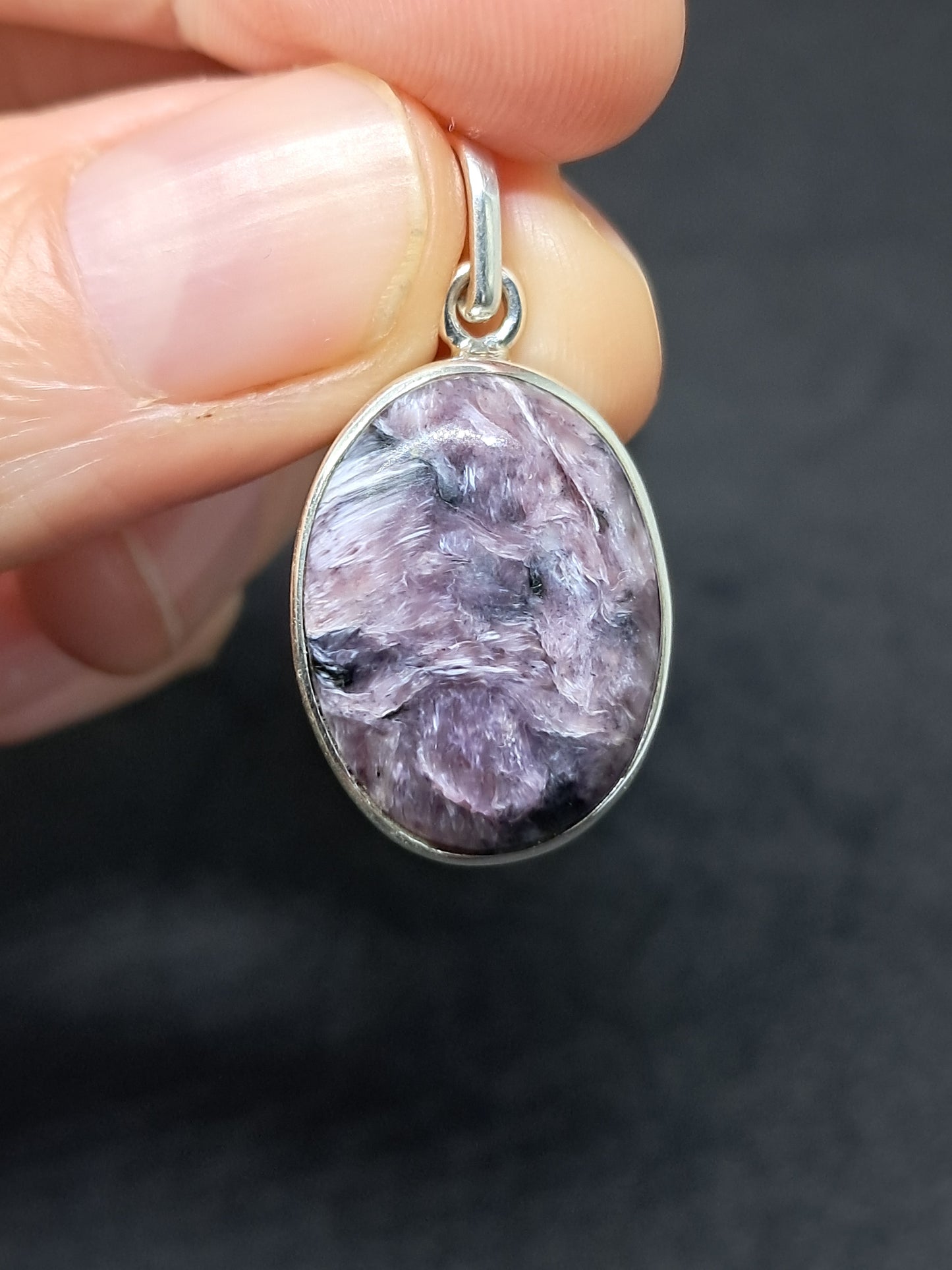 Charoite Silver Pendant