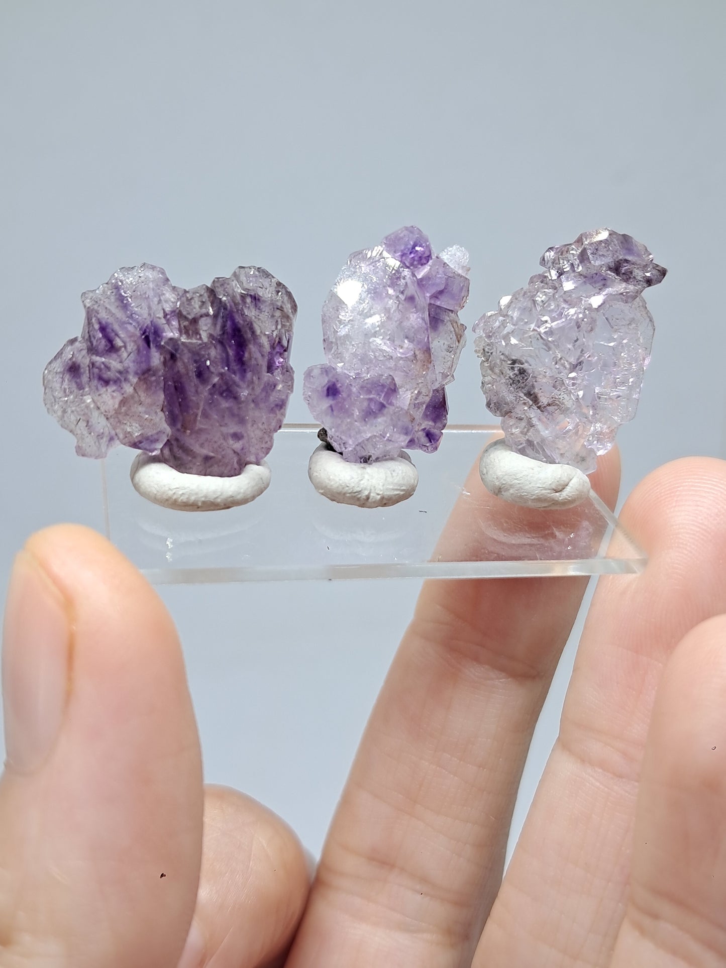 Set of 3 Amethyst from Karur | Natural Crystals | Mineral Specimen #KA170