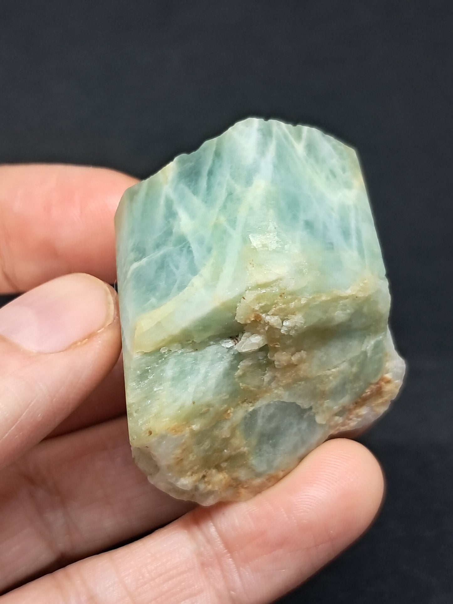 Aquamarine (Andhra Pradesh) Rough Hexagonal Crystal | Mineral Specimen #AQM6