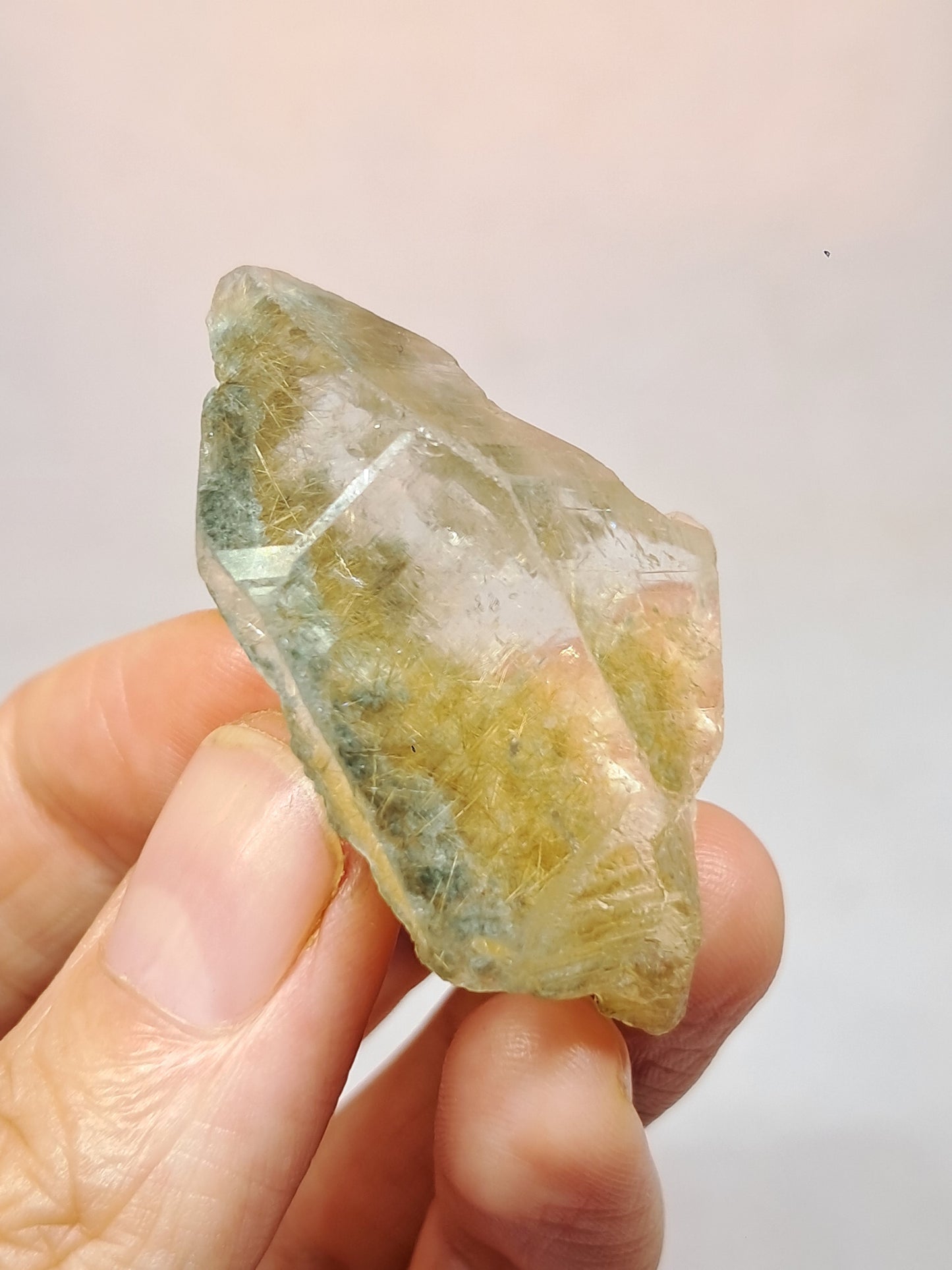 Quartz w/ Chlorite and Golden Rutile Inclusions (Himachal Pradesh) Rough Stone | Natural Crystal | Mineral Specimen #CH40