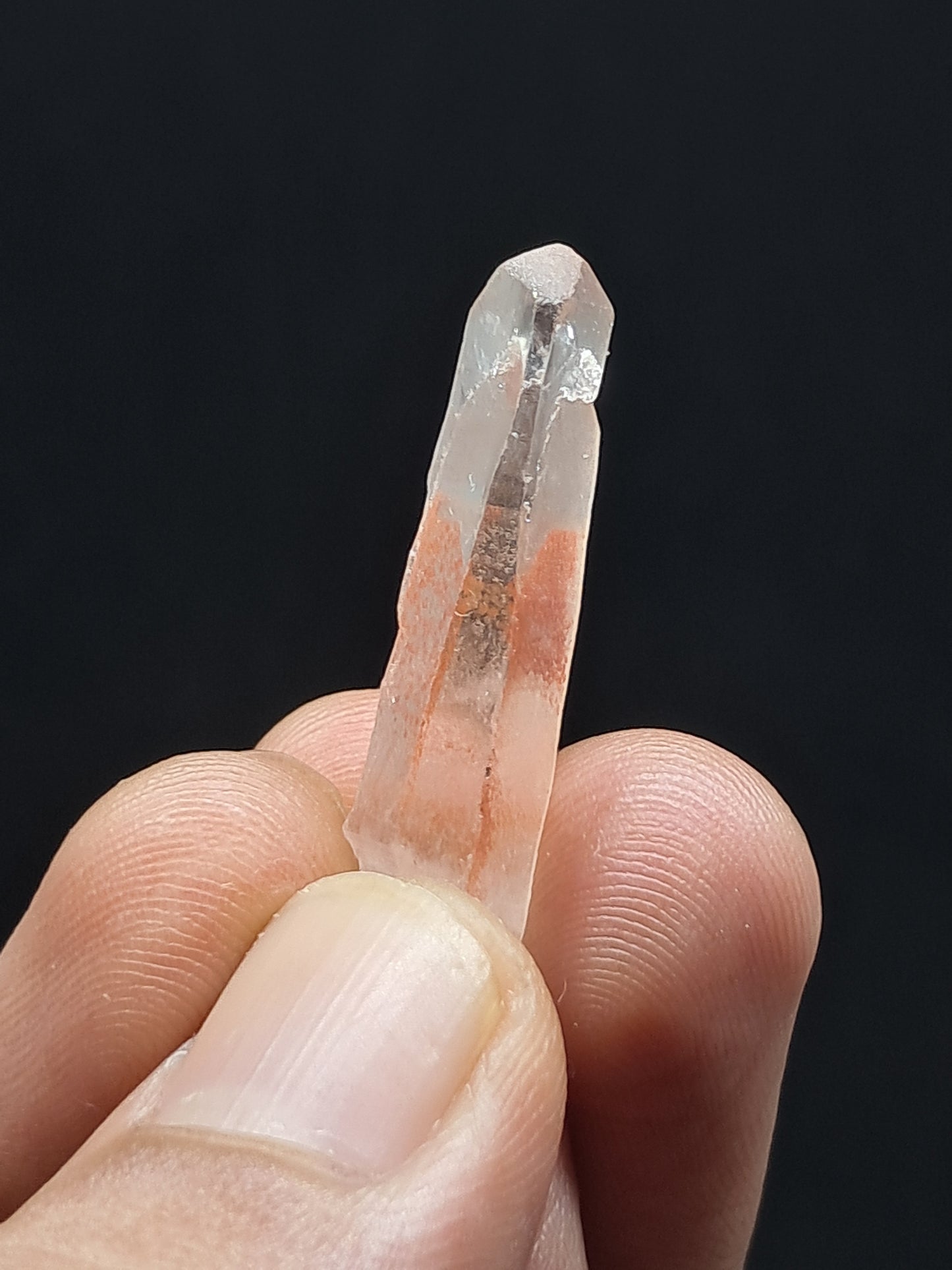 Cuarzo fantasma hematita (Telangana) | Cristal natural | Ejemplar mineral n.° HPQ48