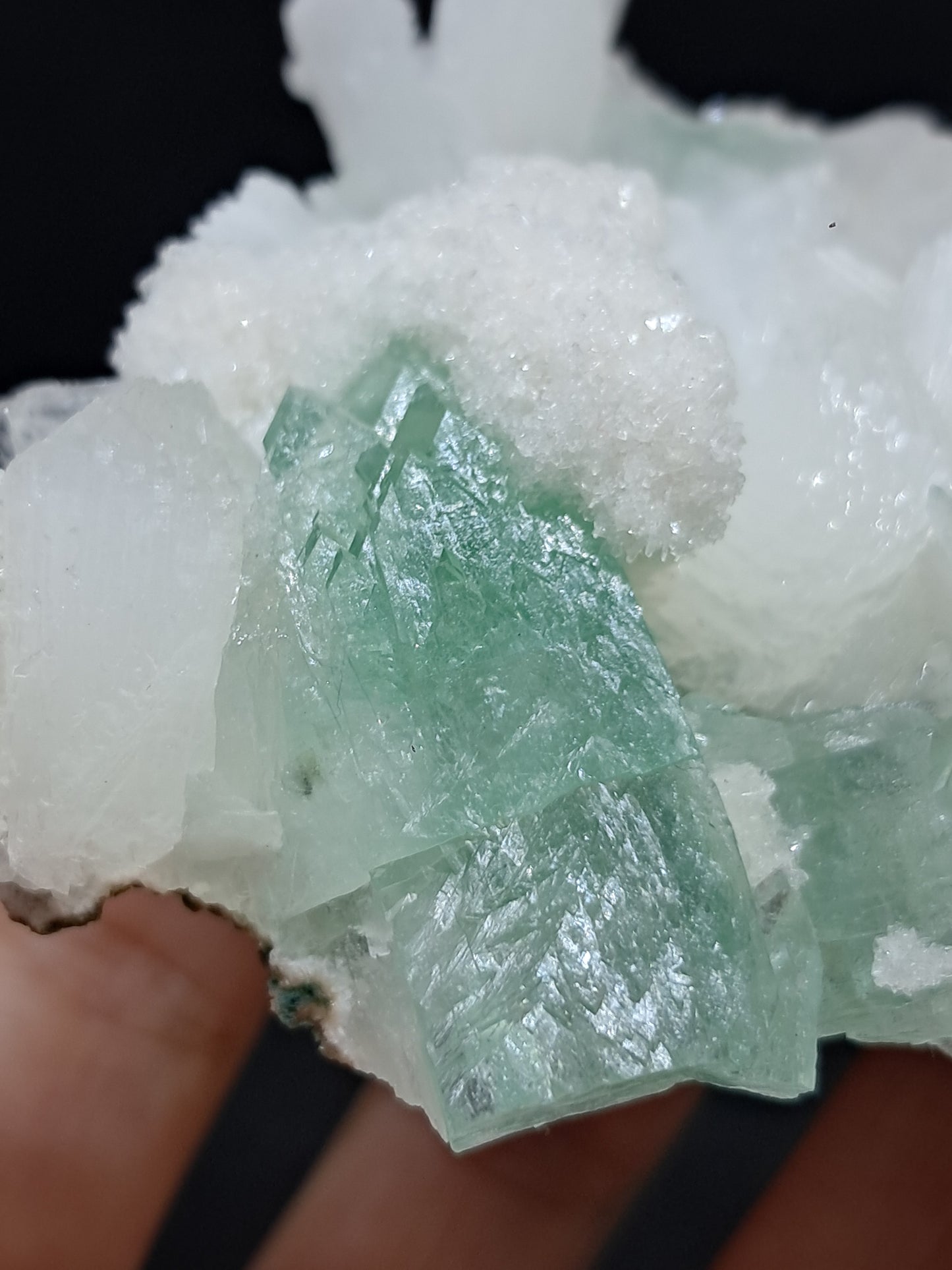 Green Apophyllite (Fluorapophyllite) and Mordenite on Stilbite #GA3