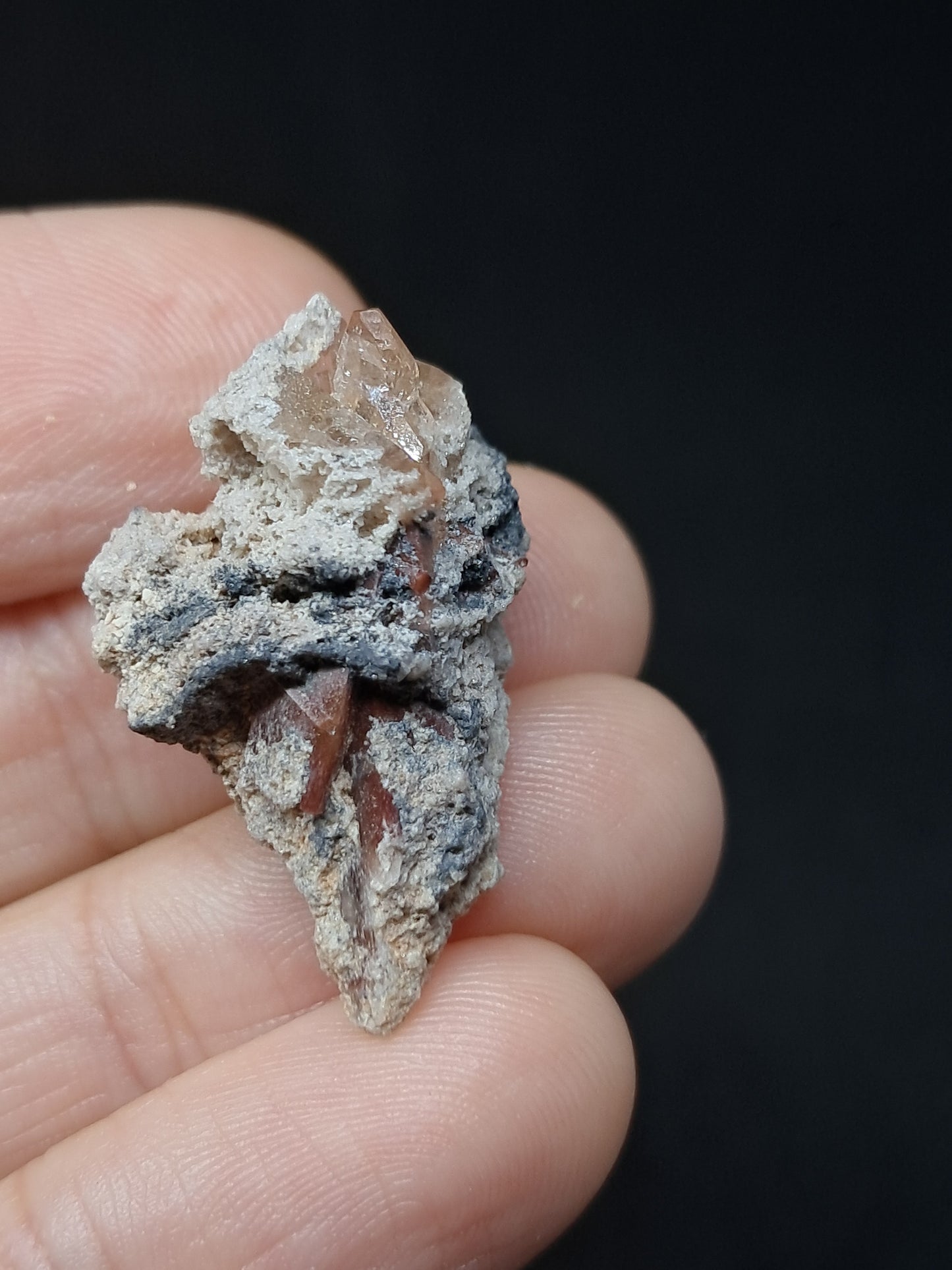 Cristales de topacio natural en matriz (México), piedra preciosa rara | Ejemplar mineral n.° TPZ26