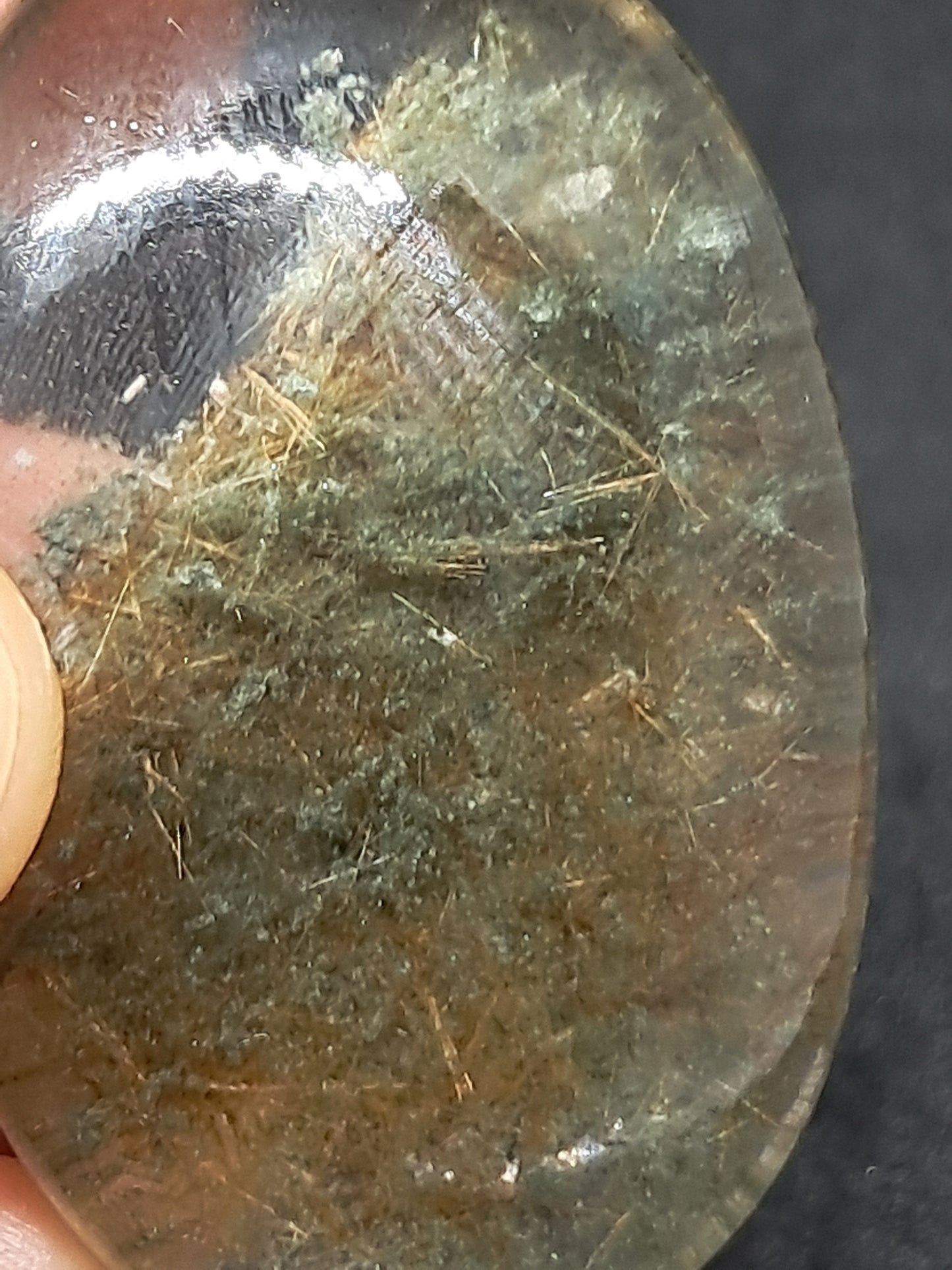 Smokey Rutile and Chlorite Quartz Palmstone #PQ4