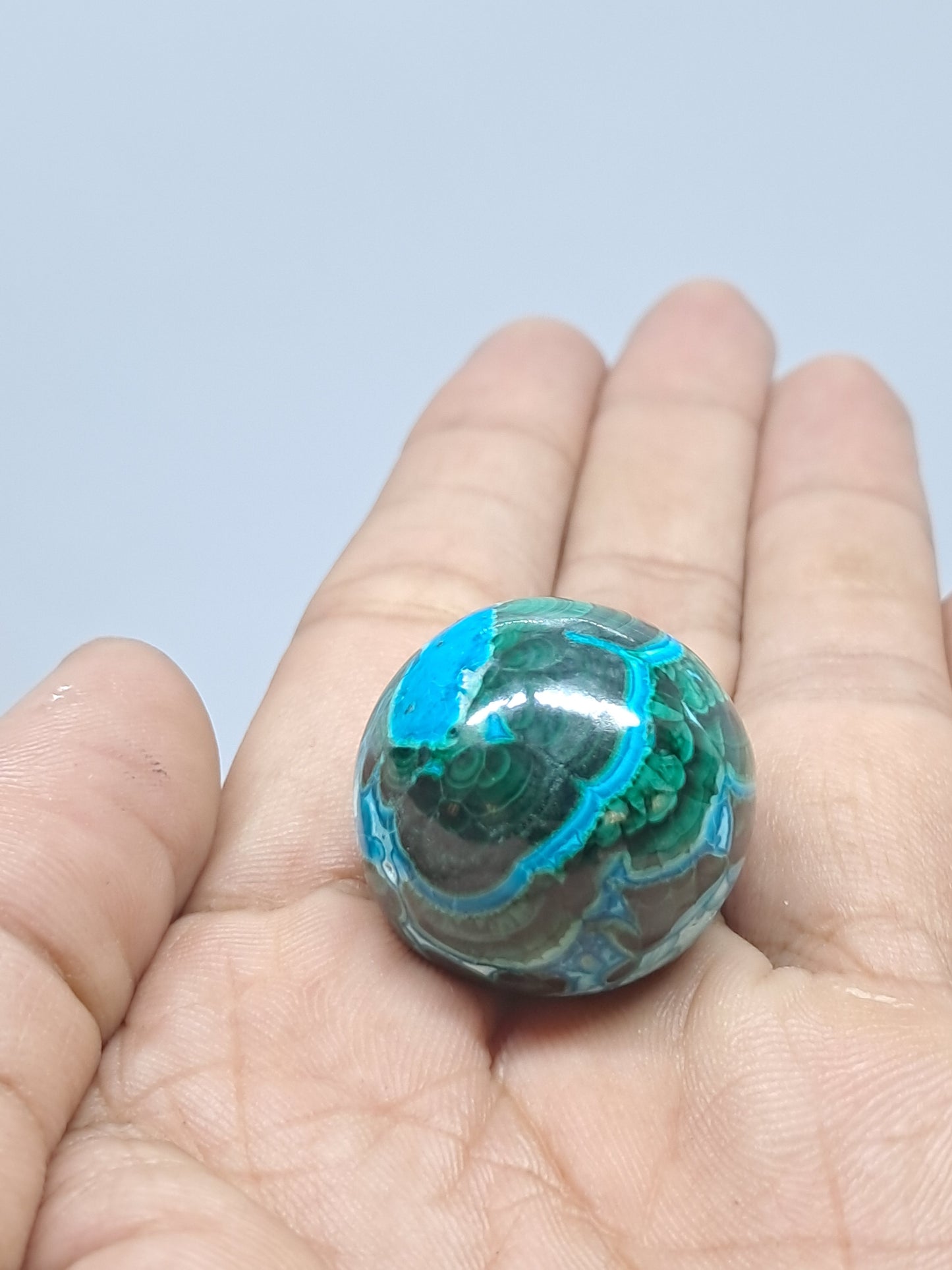 Esfera de crisocola y malaquita | Piedra natural pulida | Buena calidad #CM21