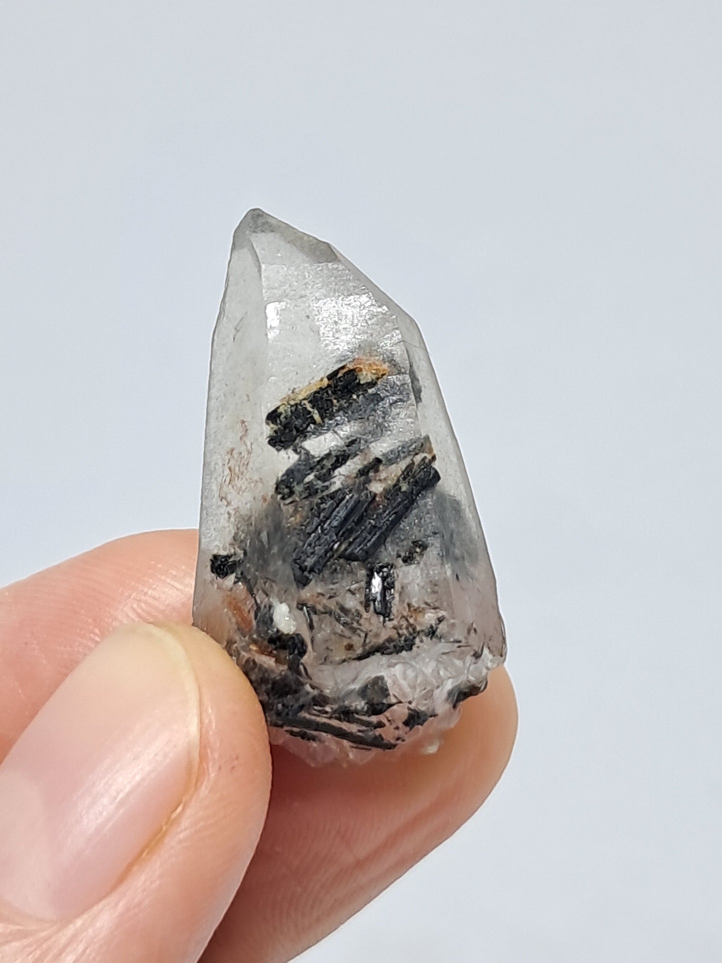 Tourmalinated Quartz natural crystal point (Non-precious natural stone) #TQ2