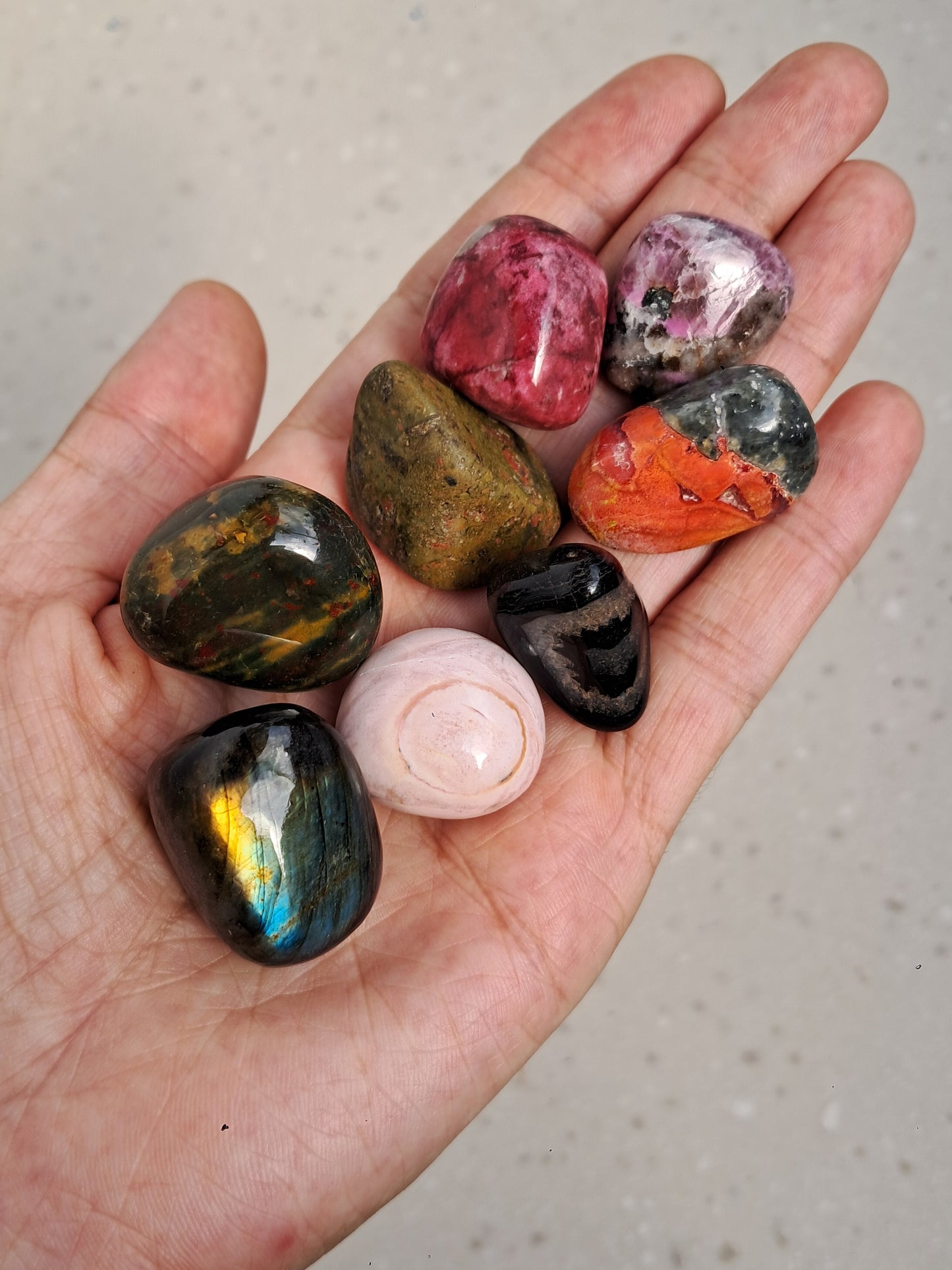Set of 8 Mix Tumbled Stones | Polished Natural Stones
