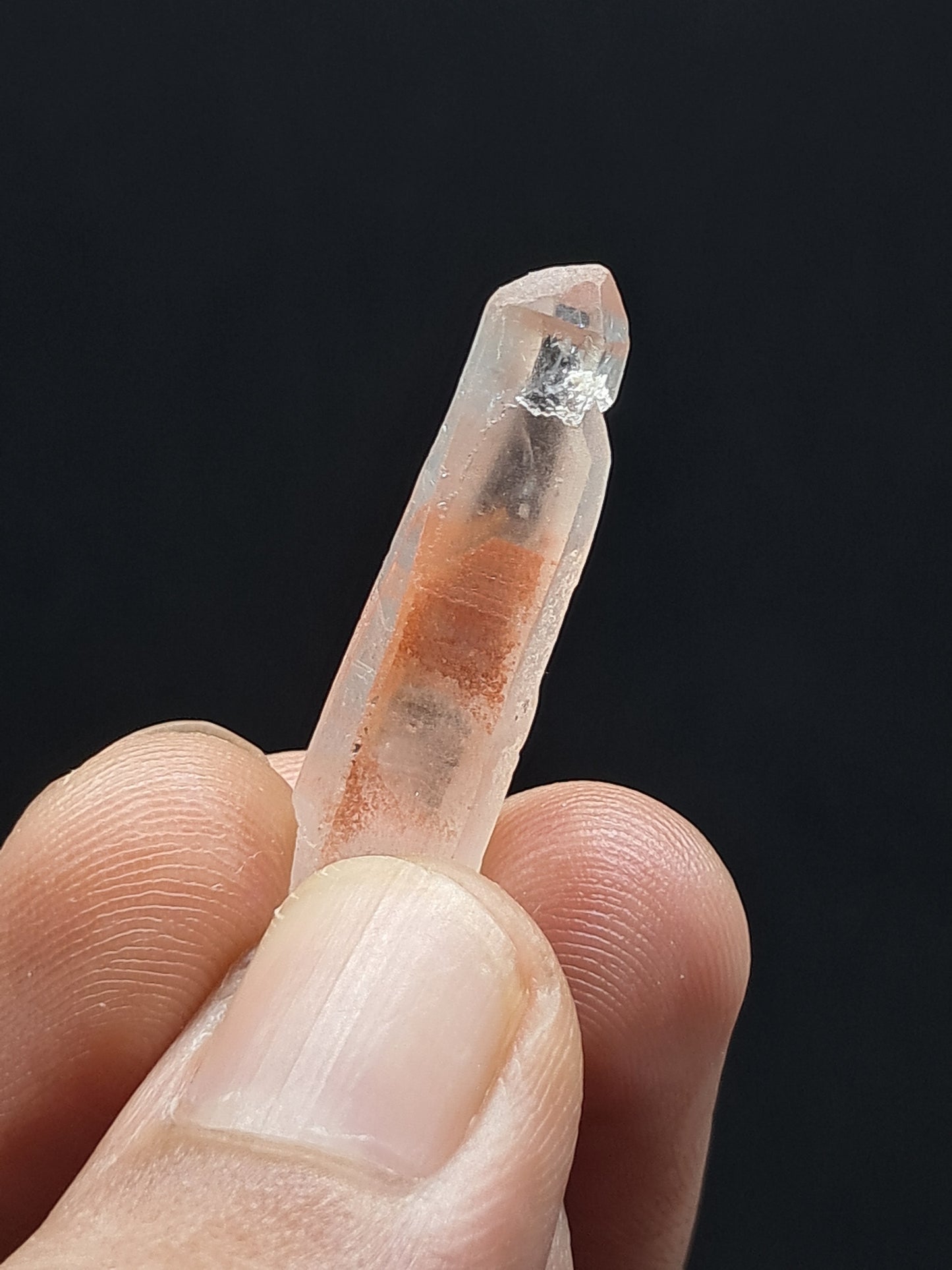 Cuarzo fantasma hematita (Telangana) | Cristal natural | Ejemplar mineral n.° HPQ48