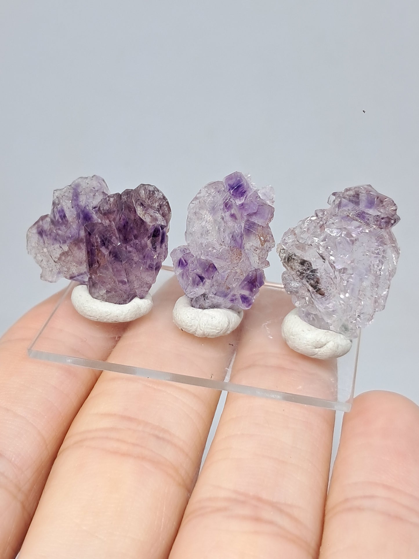 Set of 3 Amethyst from Karur | Natural Crystals | Mineral Specimen #KA170