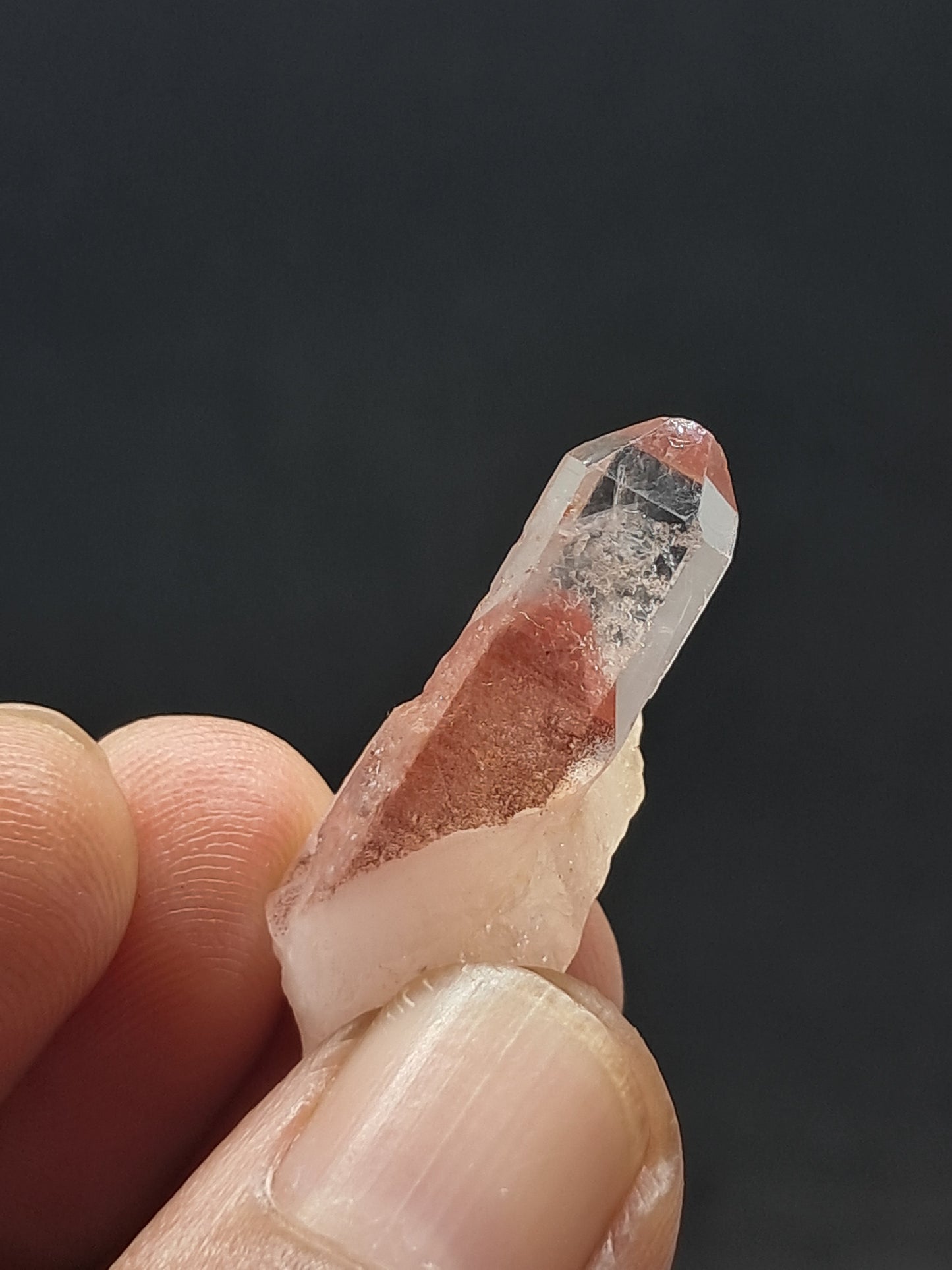 Cuarzo fantasma hematita (Telangana) | Cristal natural | Ejemplar mineral n.° HPQ45