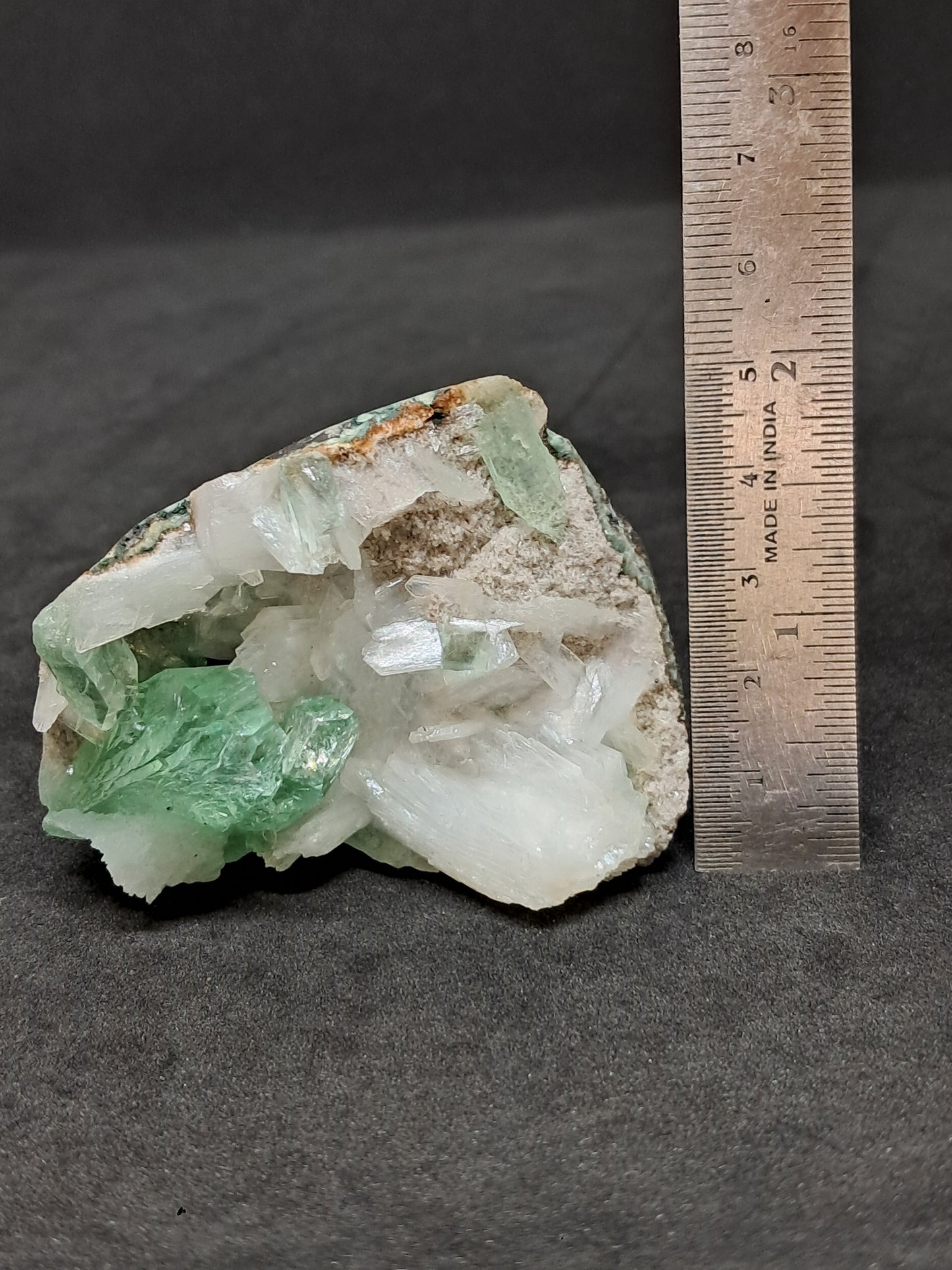 Green Apophyllite (Fluorapophyllite) and Stilbite on matrix #GA2