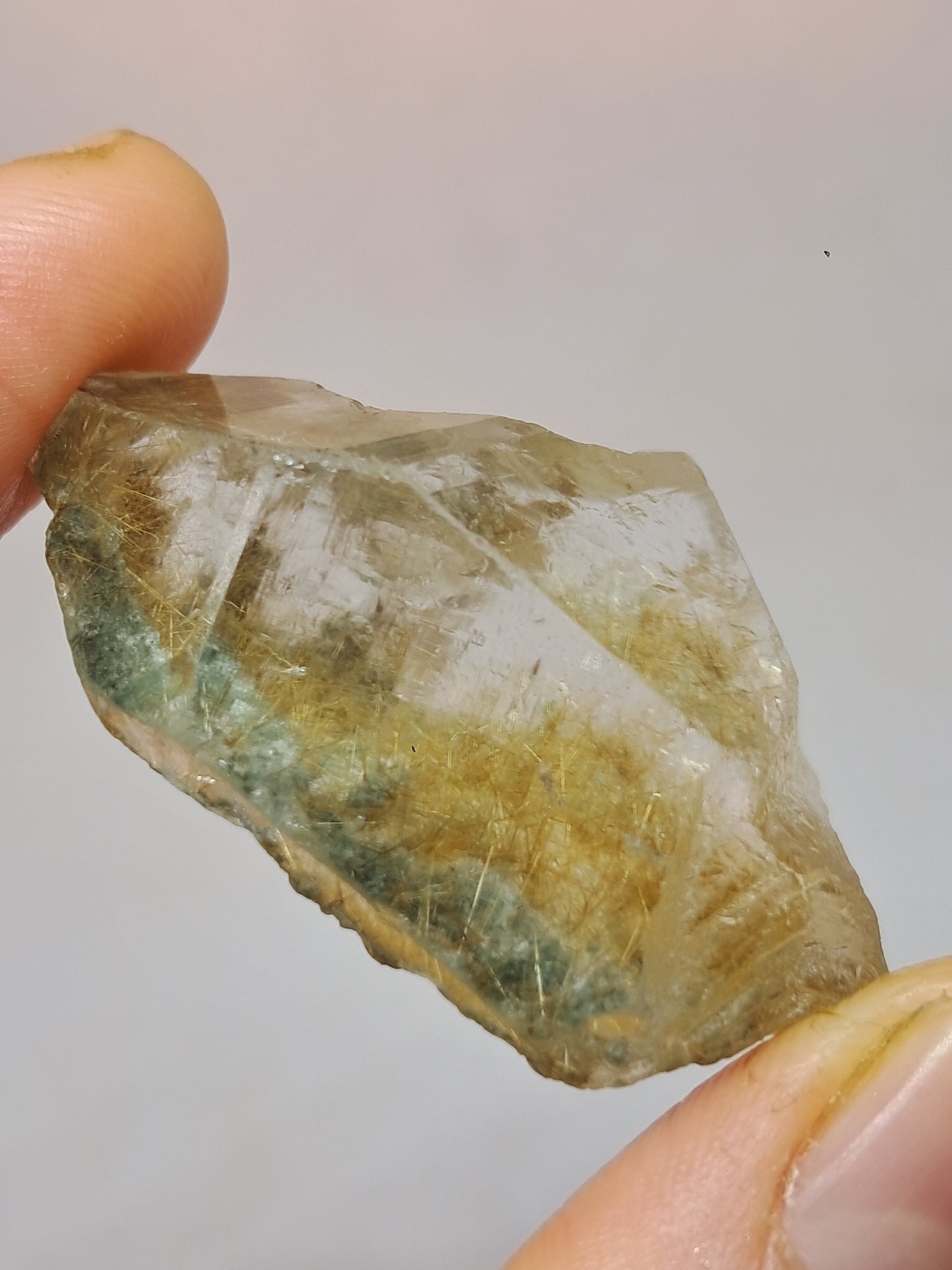 Quartz w/ Chlorite and Golden Rutile Inclusions (Himachal Pradesh) Rough Stone | Natural Crystal | Mineral Specimen #CH40