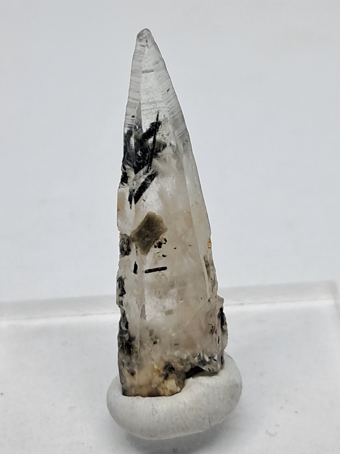 Tourmalinated Quartz w/ Mica and Feldspar Inclusions (Karur) Natural Crystal Point | Mineral Specimen #TQ18