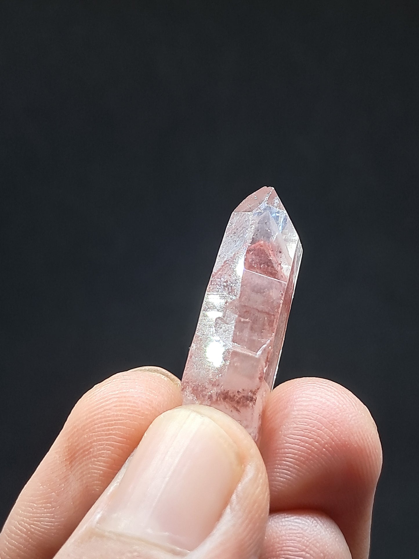 Cuarzo fantasma hematita (Telangana) | Cristal natural | Ejemplar mineral n.° HPQ50