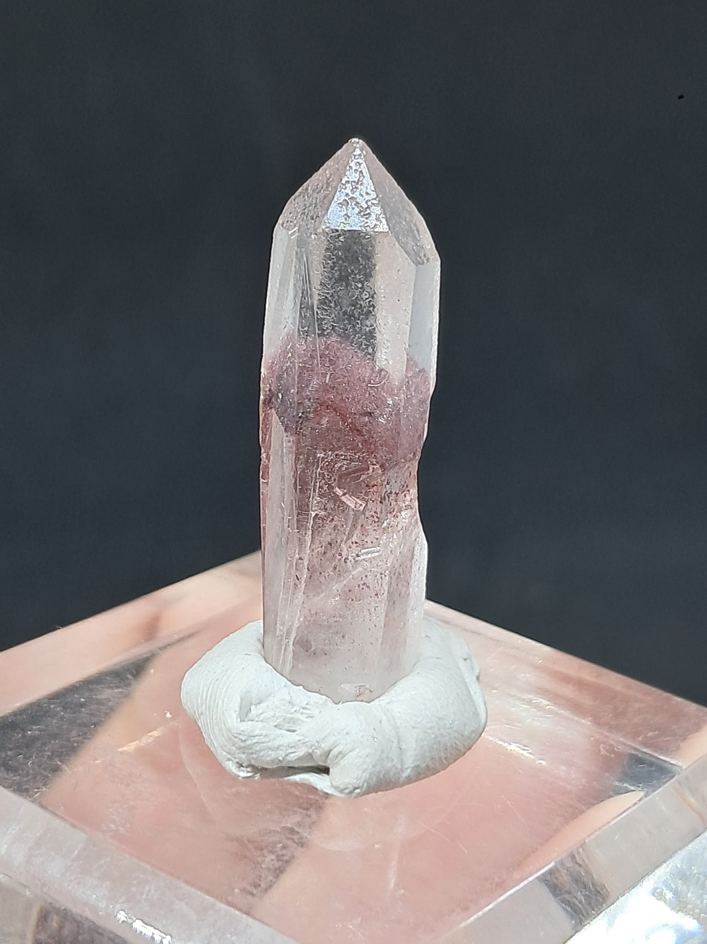 Cuarzo Fantasma Hematita (Telangana) Punta de Cristal Natural | Ejemplar Mineral n.° HPQ16