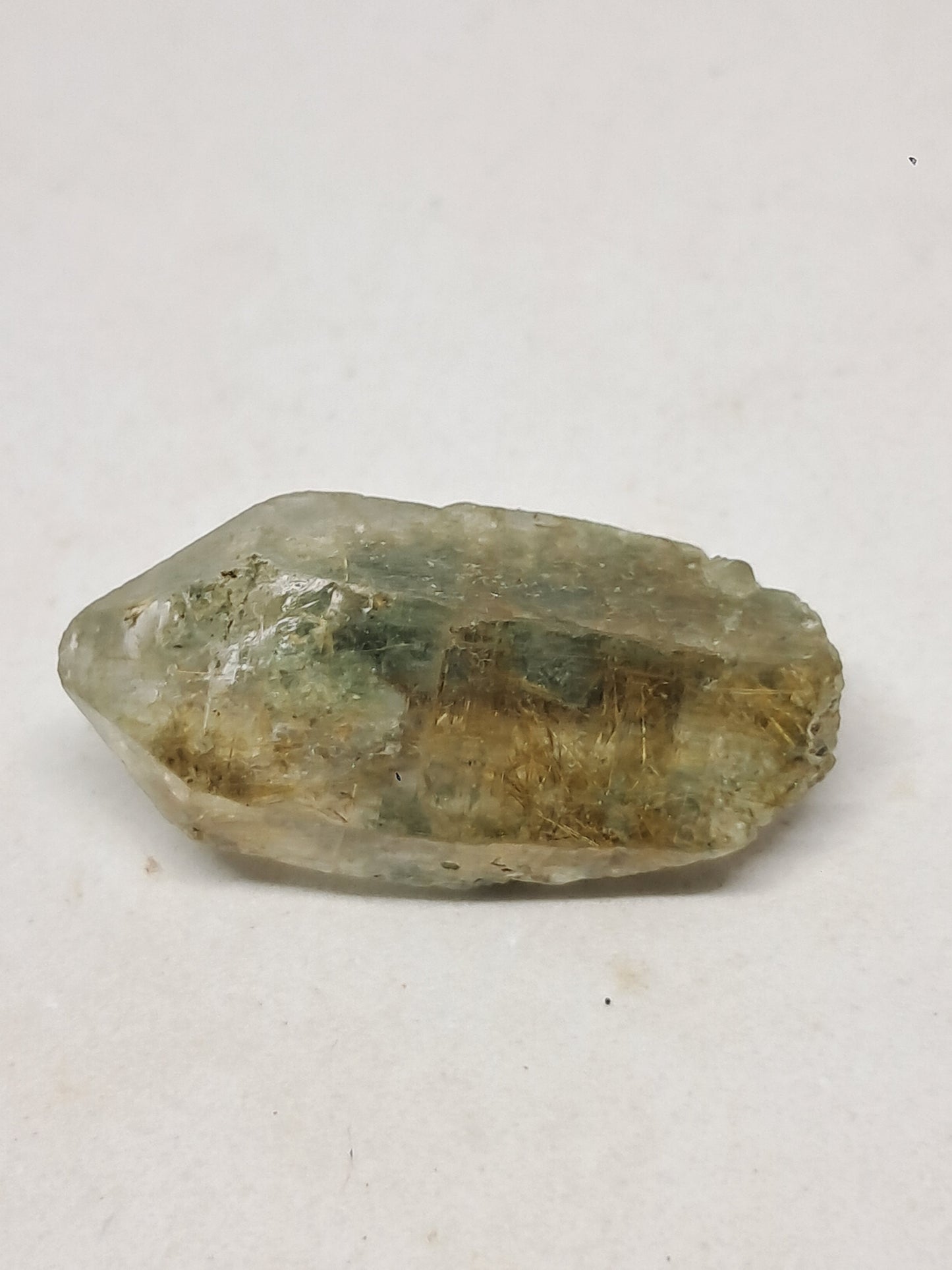 Quartz w/ Chlorite and Golden Rutile Inclusions (Kullu) Rough Stone | Natural Crystal Point | Mineral Specimen #CH47