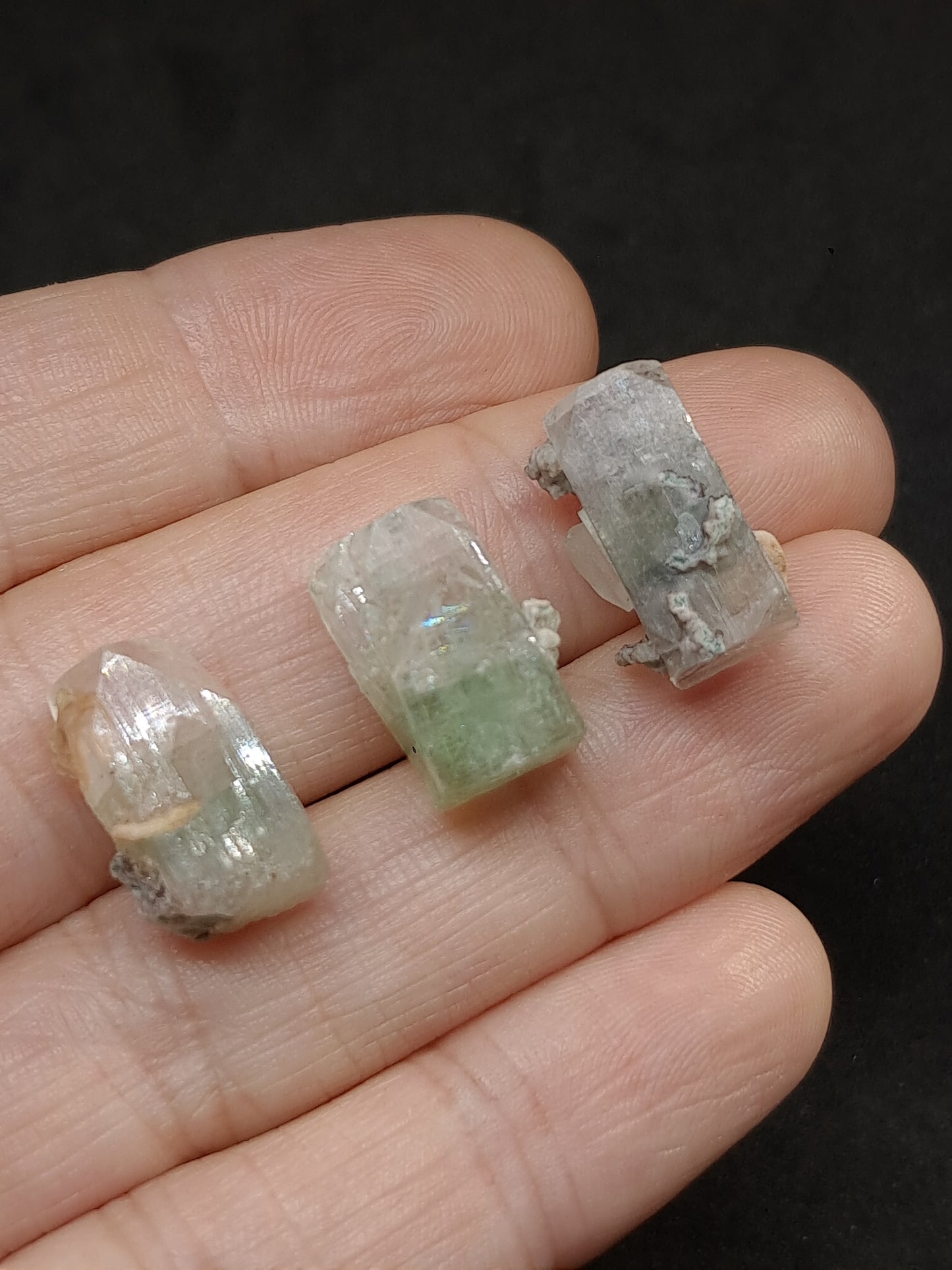 Set of 3 Small Green Apophyllites (Fluorapophyllites) (Ajanta) Rough Natural Crystals | Mineral Specimens #GA49