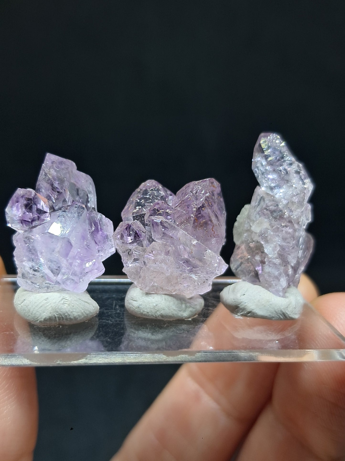 Set of 3 Small Elestial Amethyst from Karur | Super Seven Inclusions | Natural Crystals | Mineral Specimen #KA172