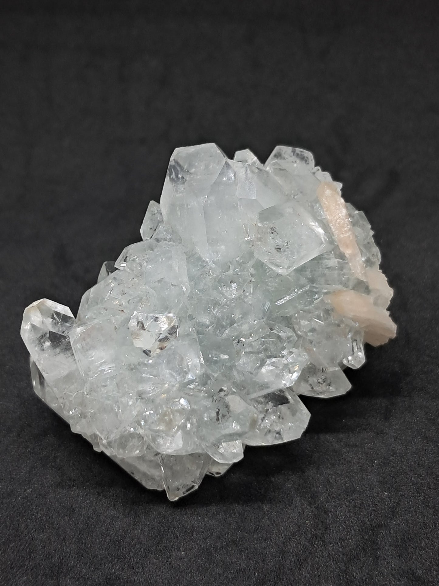 Clear Apophyllite Stalactite w/ Stilbite (Ajanta) Natural Crystal | Mineral Specimen #AP15
