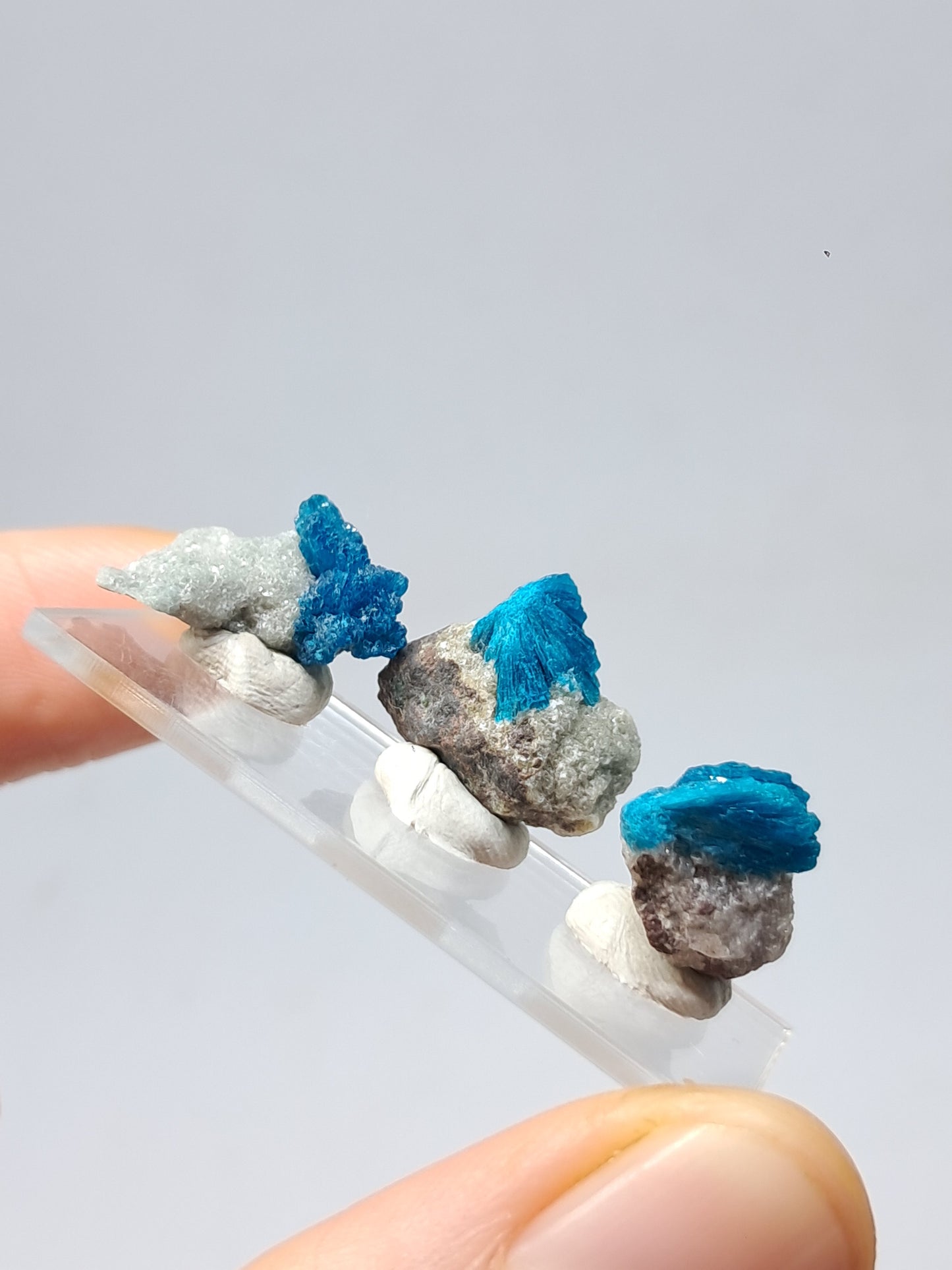 Set of 3 Small Cavansites on Heulandite Matrix (Wagholi) Rough Stone | Natural Crystal | Rare Mineral Specimen #CV38