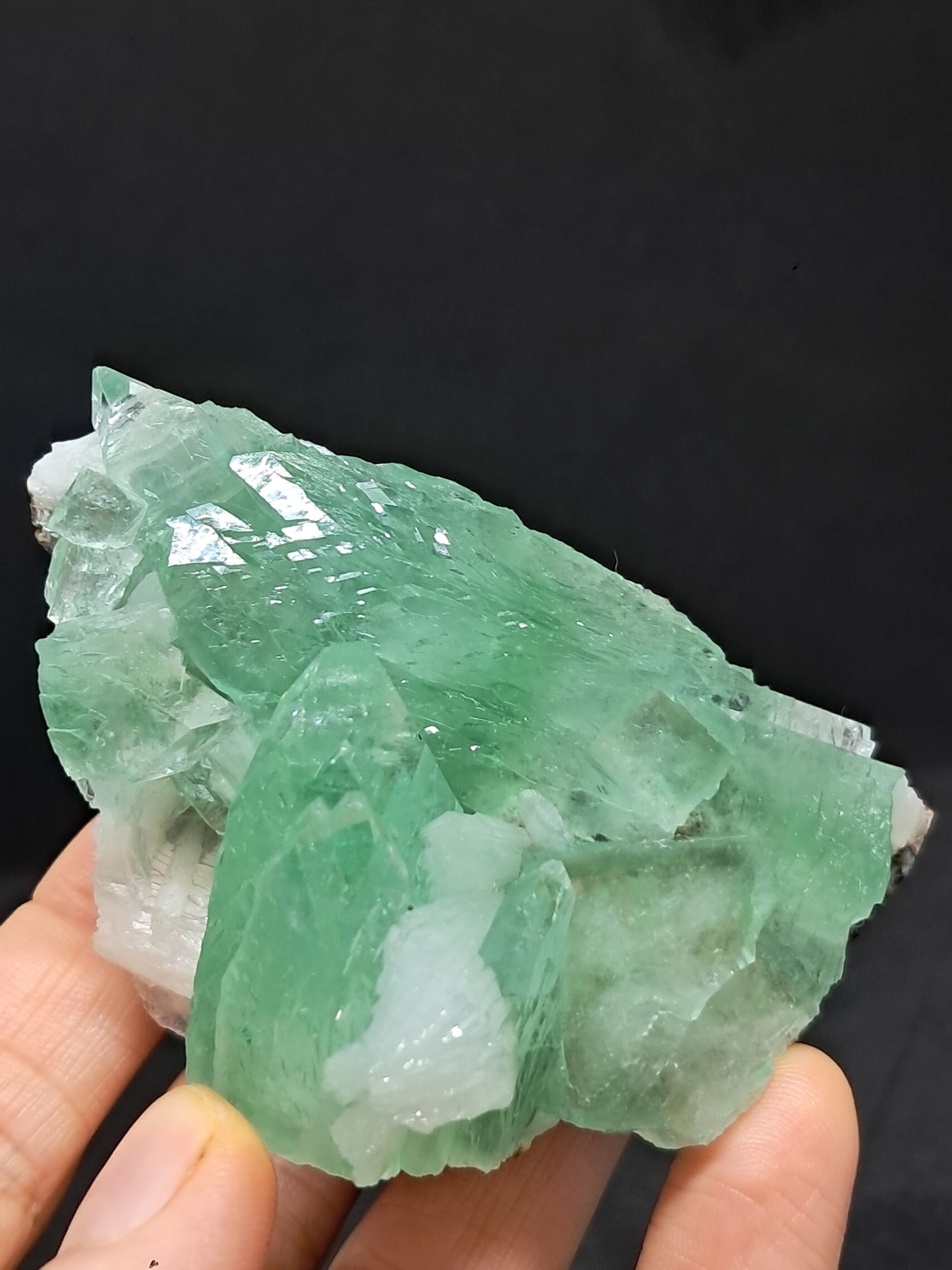 Green Apophyllite (Fluorapophyllite) and Stilbite on matrix #GA15