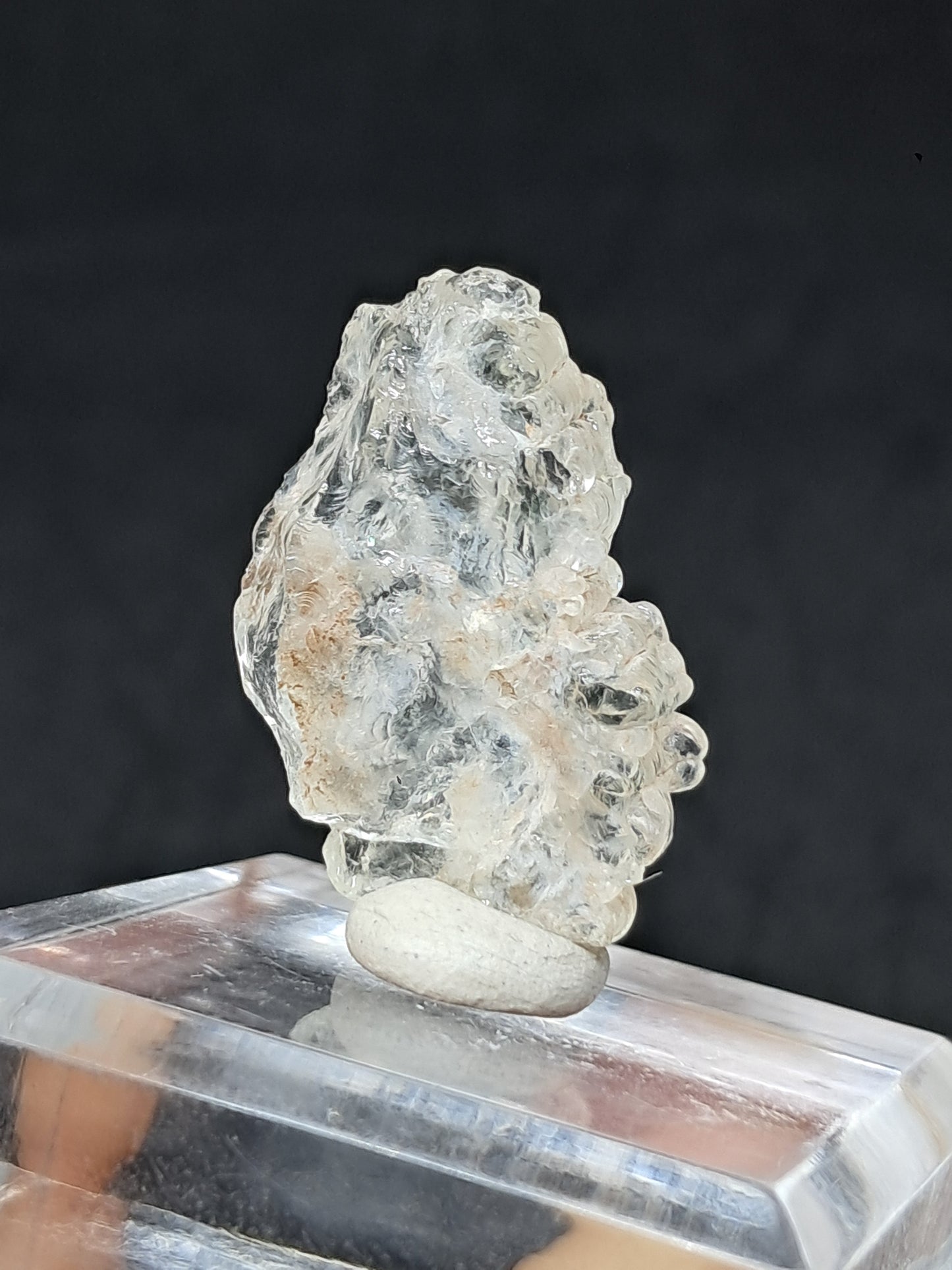 Ópalo hialita (México), cristal en bruto, piedra reactiva a los rayos UV | Ejemplar mineral n.° OH4